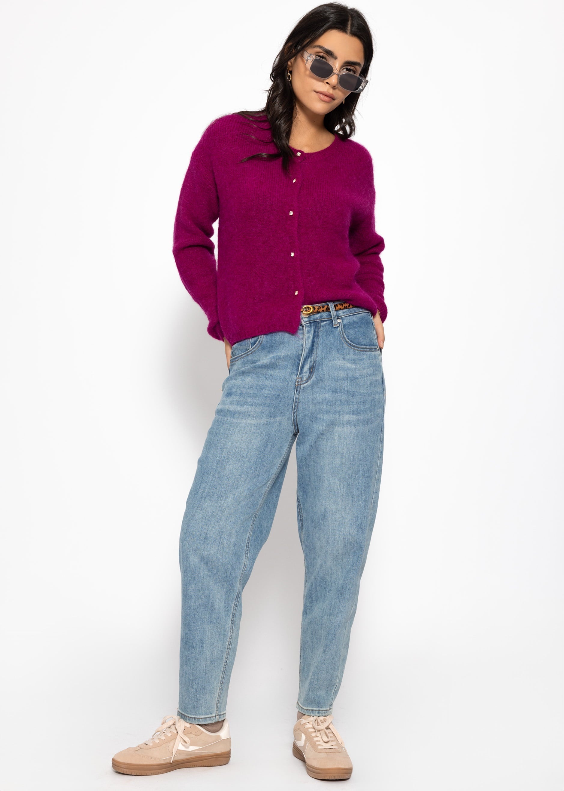 Weicher Strickcardigan mit Zierknöpfen - plum – Bekleidung > Cardigans | FormaLuxe