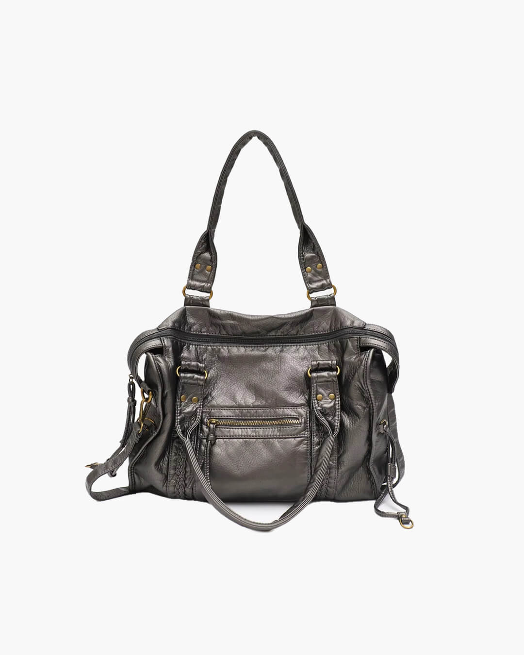 Arabell | Vintage Faux Leather Structured Tote Bag Black – Arabell | Vintage Leather Structured Tote Bag | FormaLuxe