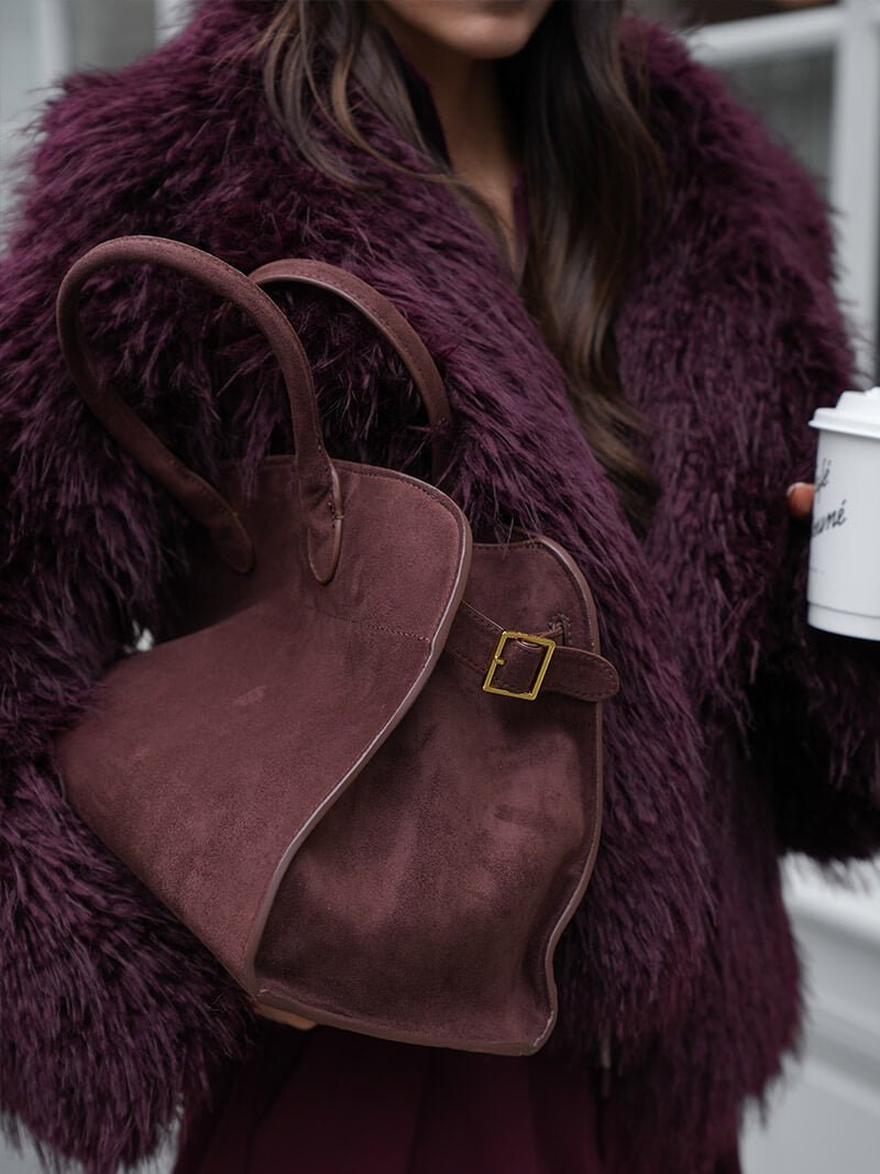 Henna | Suede Large Shopper Tote Bag Brown | FormaLuxe