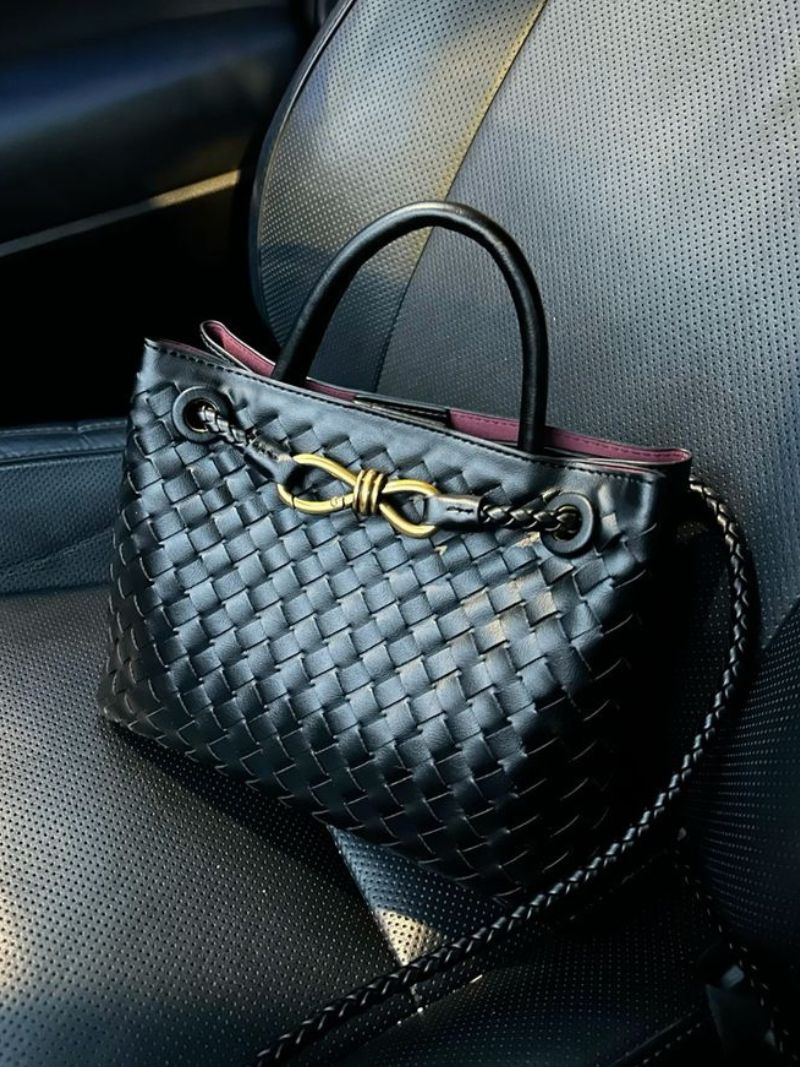 Lucia Woven Bag Black – Handbags | FormaLuxe