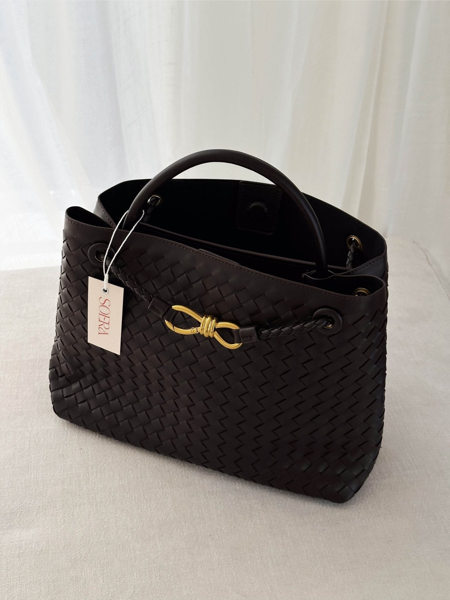 Lucia Woven Bag Black – Handbags | FormaLuxe