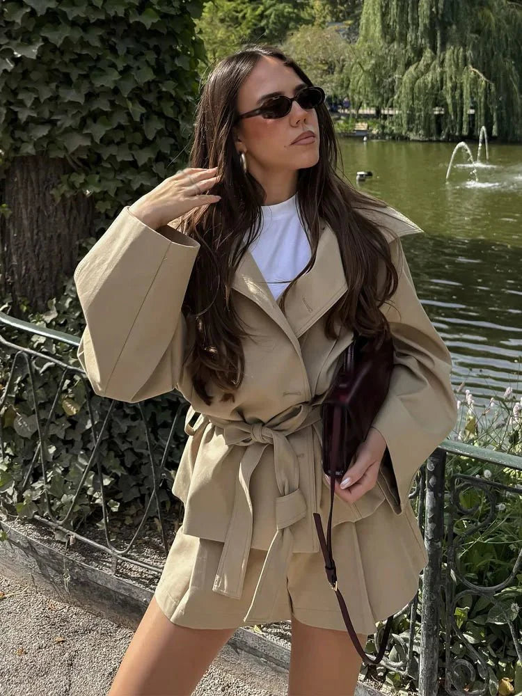 Debra Belted Jacket & Shorts Set Suit – Matching Sets | FormaLuxe