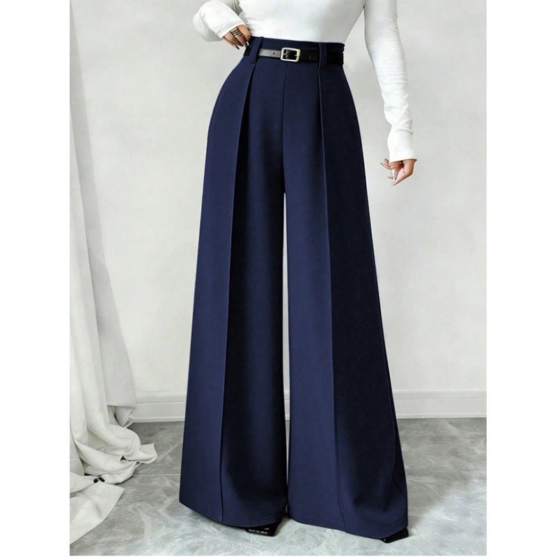 Weite Hose Damen Greta in Blau – Vorderansicht der langen Hose | FormaLuxe