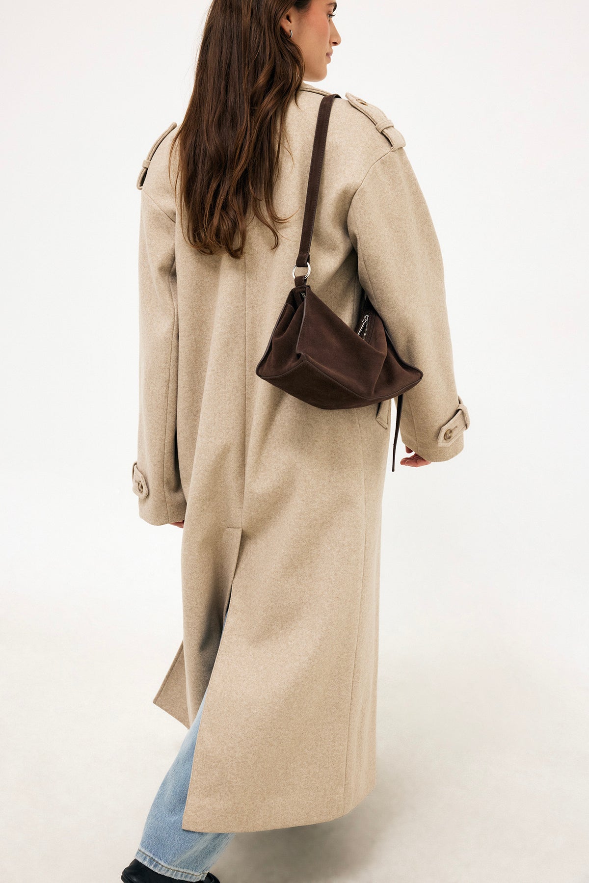 Langer Mantel Damen Frieda in Beige – FormaLuxe
