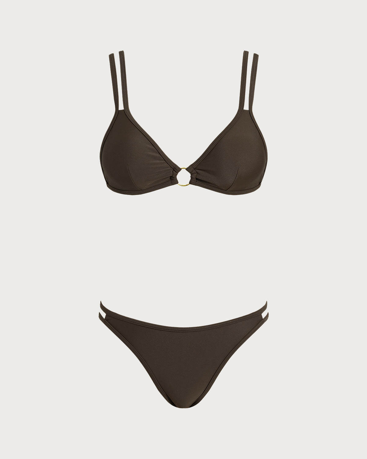 Cala | Triangel-Bikini mit O-Ring – Kaffeebraun