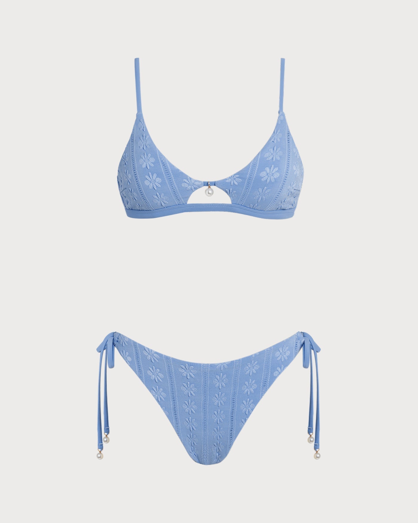 Mira | Triangel-Bikini mit Blumenmuster – Blau