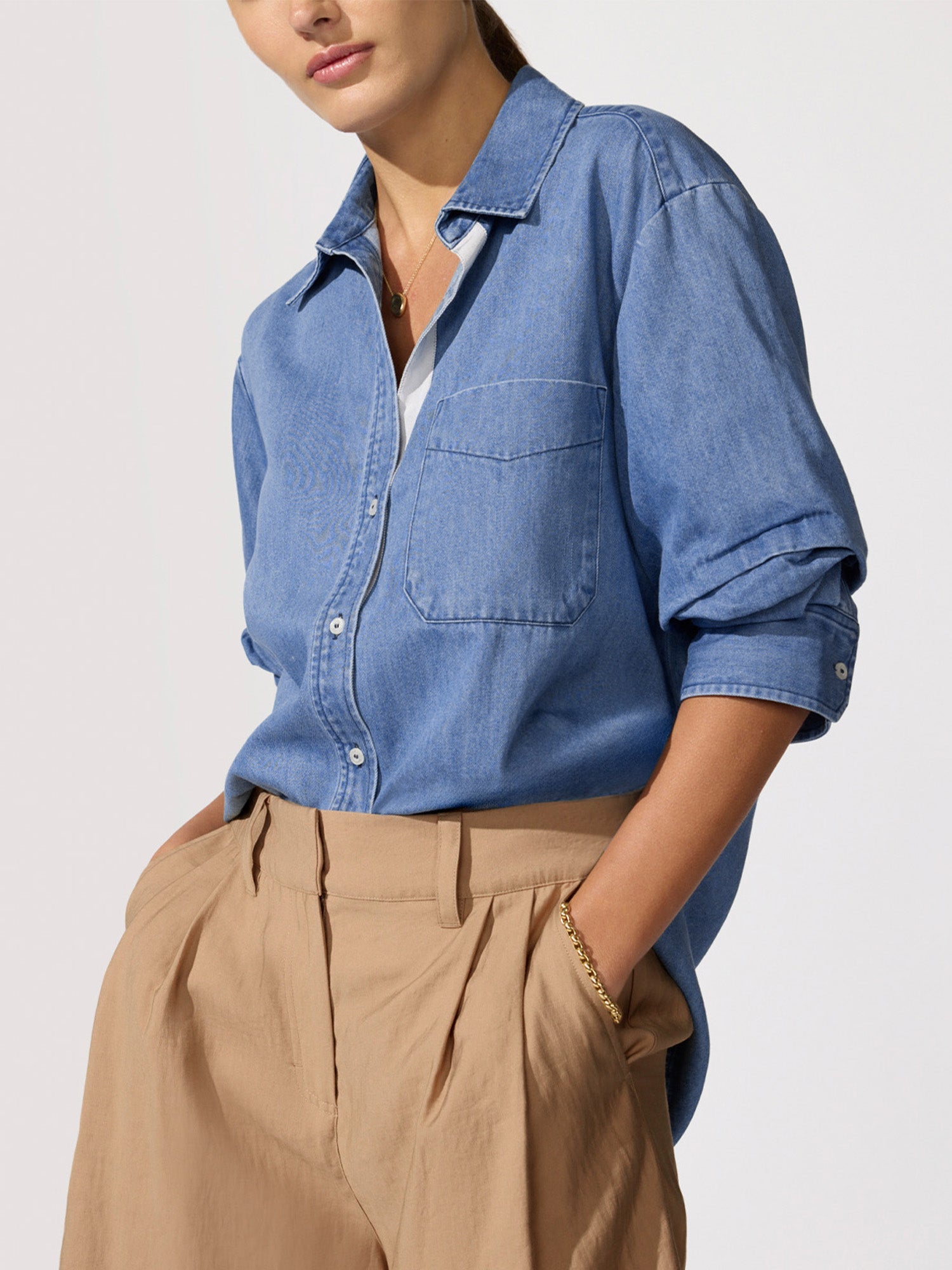 The Pia Denim Shirt – Tops | FormaLuxe