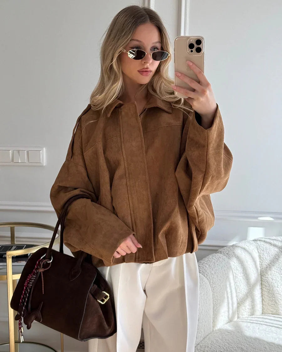 Kaori | Pilot Jacket with Suede Look