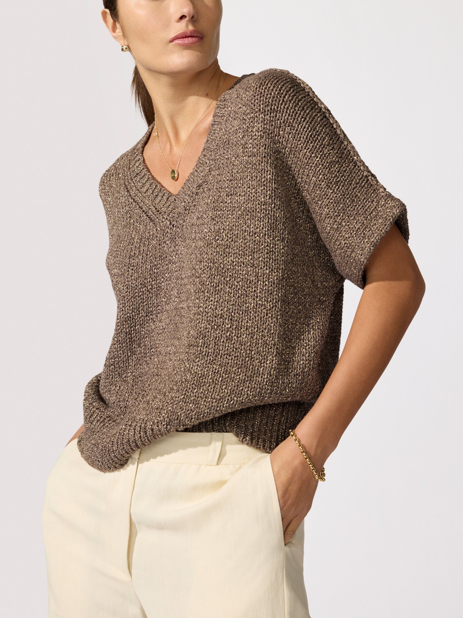 The Gaia Metallic Tee – Tops | FormaLuxe
