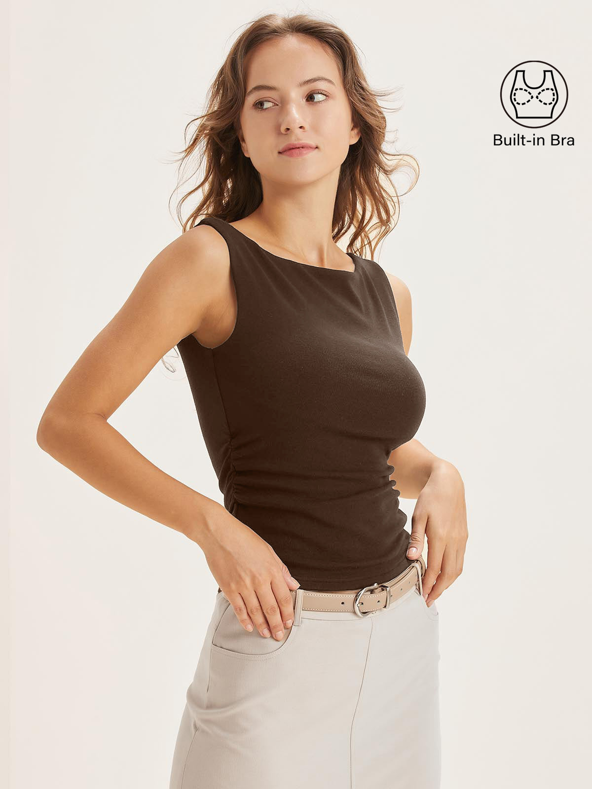 Boat Neck Brami Tank Top Black – Women > Tops > Bra Tops | FormaLuxe