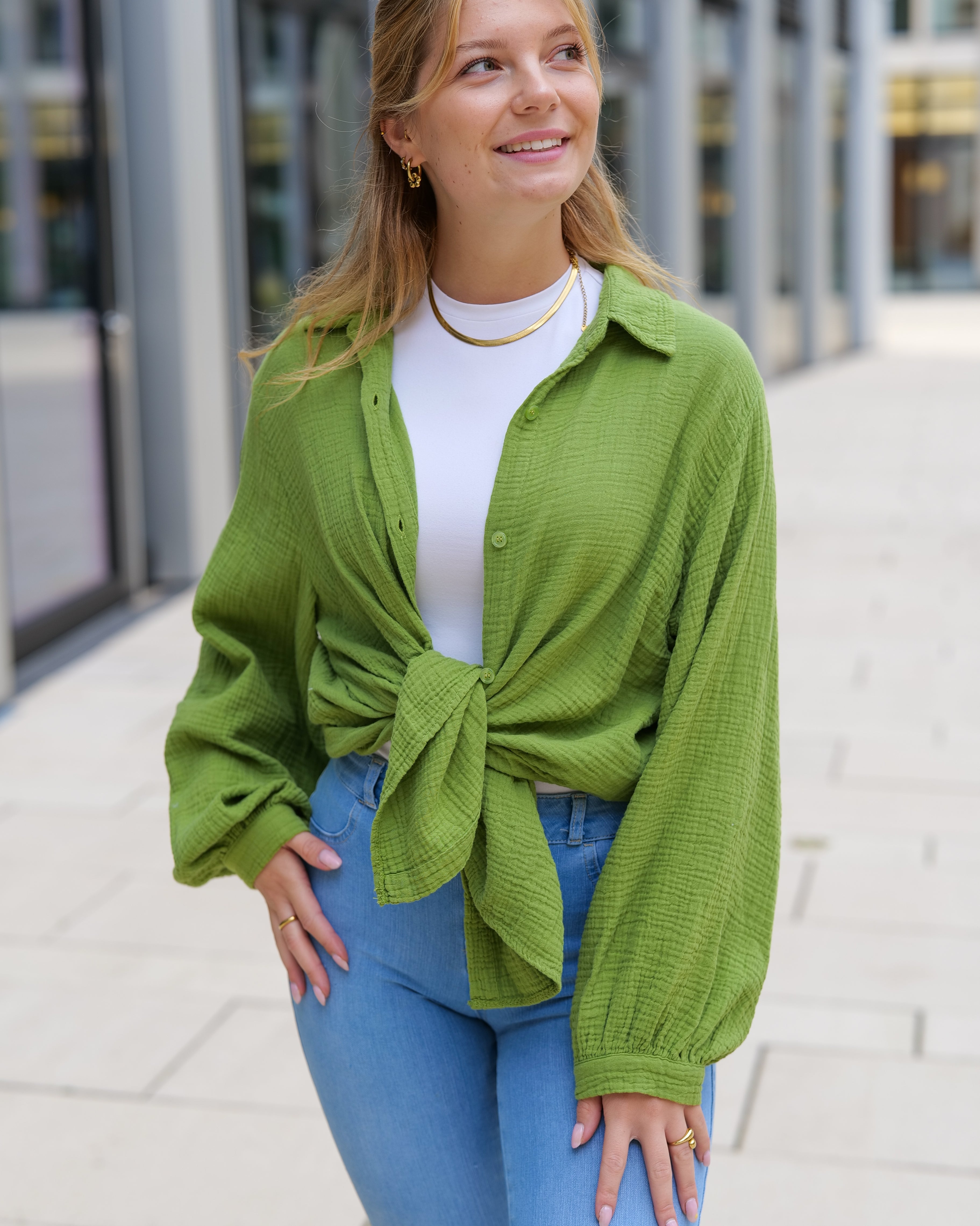 Musselin Bluse | Stella Weiß Rot – Oberteil | FormaLuxe