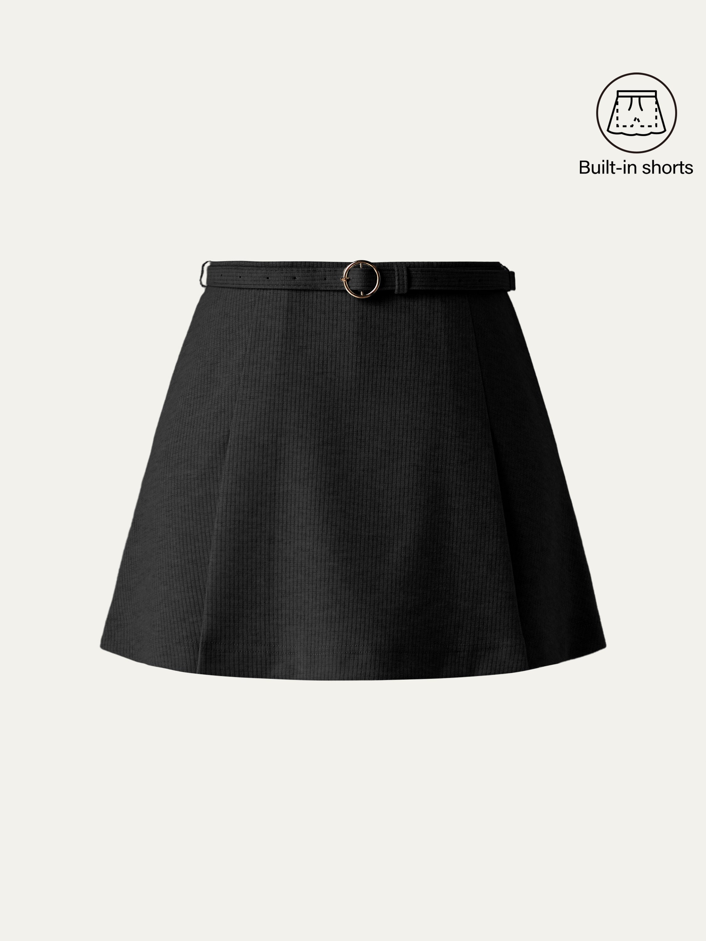 Belted Mini Skirt With Shorts Oliver Coffee – Women > Bottoms > Skirts | FormaLuxe