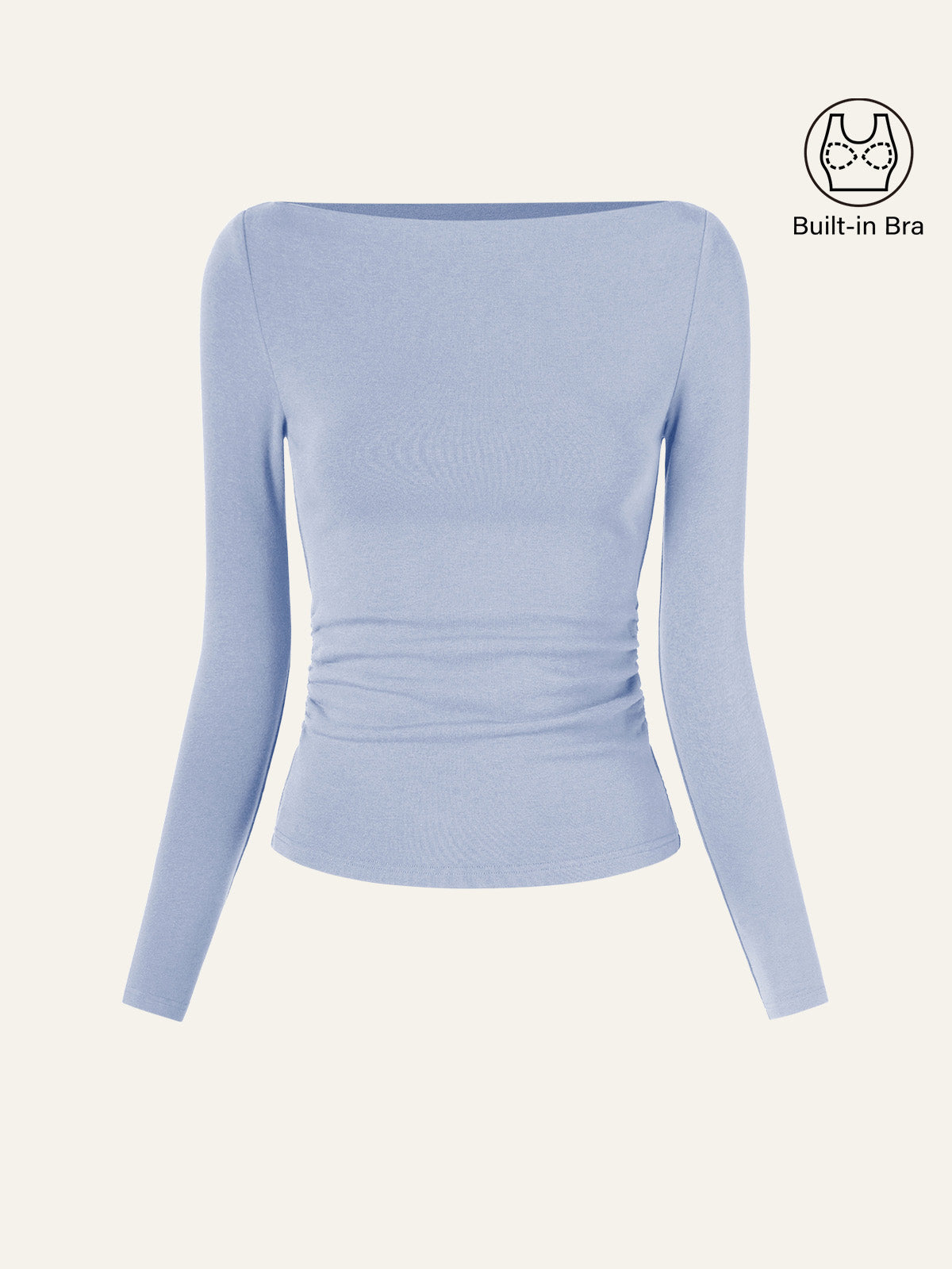 Modern Side Ruched Boatneck Brami Top Sea Glass – Women > Tops > Bra Tops | FormaLuxe