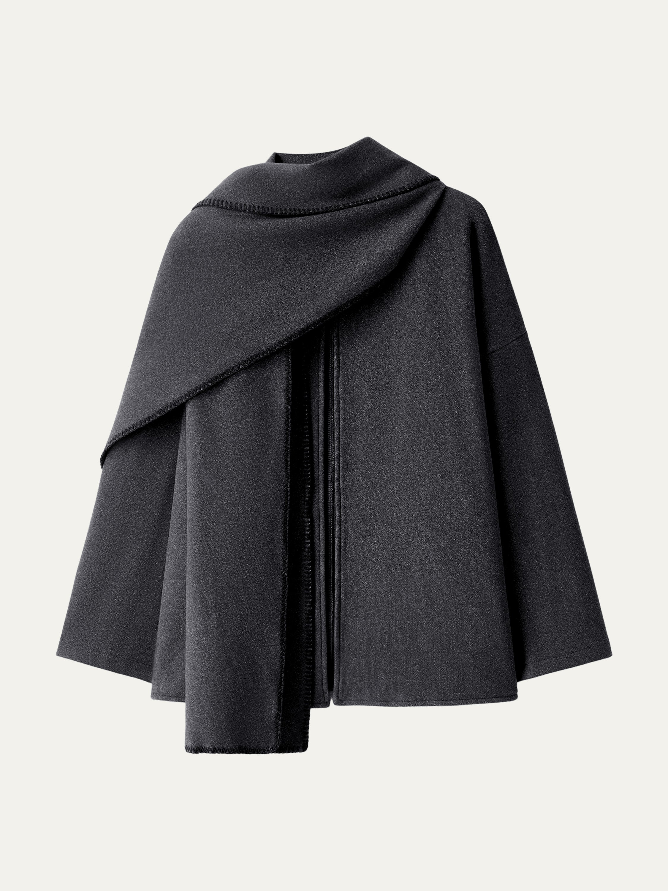 Oversized Scarf Jacket Black Navy – Women > Outerwear > Jackets & Coats | FormaLuxe