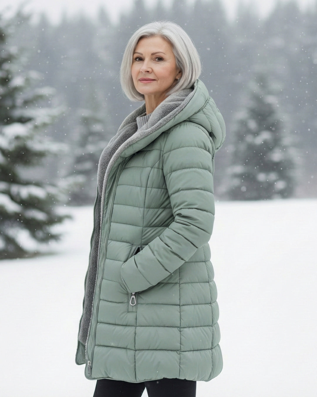 Julia - Fleece Lined Puffer Coat Dunkelgrün (Fast ausverkauft!) | FormaLuxe
