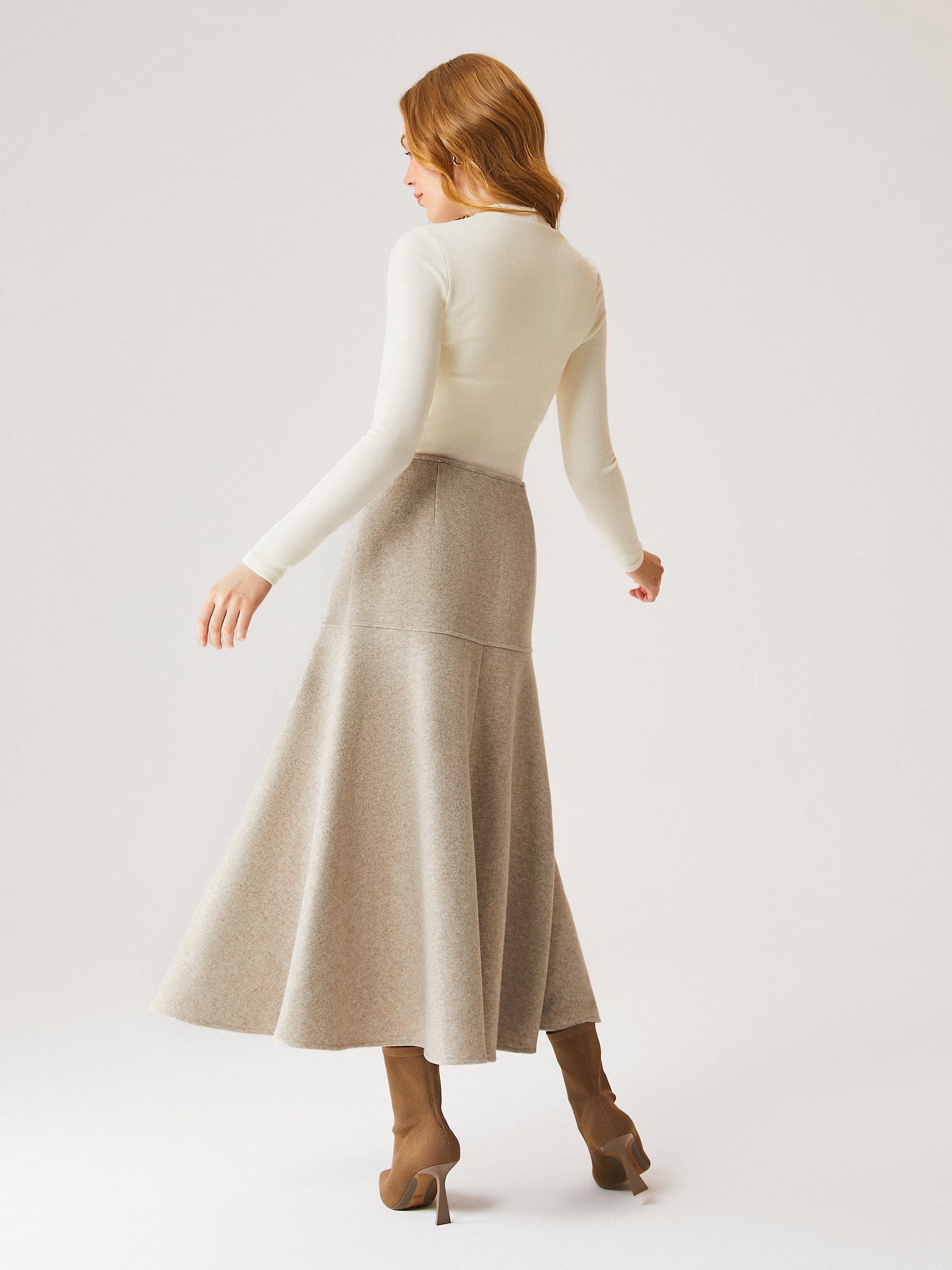 Jupe maxi évasée façon cachemire Heather Morganite – Femmes > Bas > Jupes | FormaLuxe