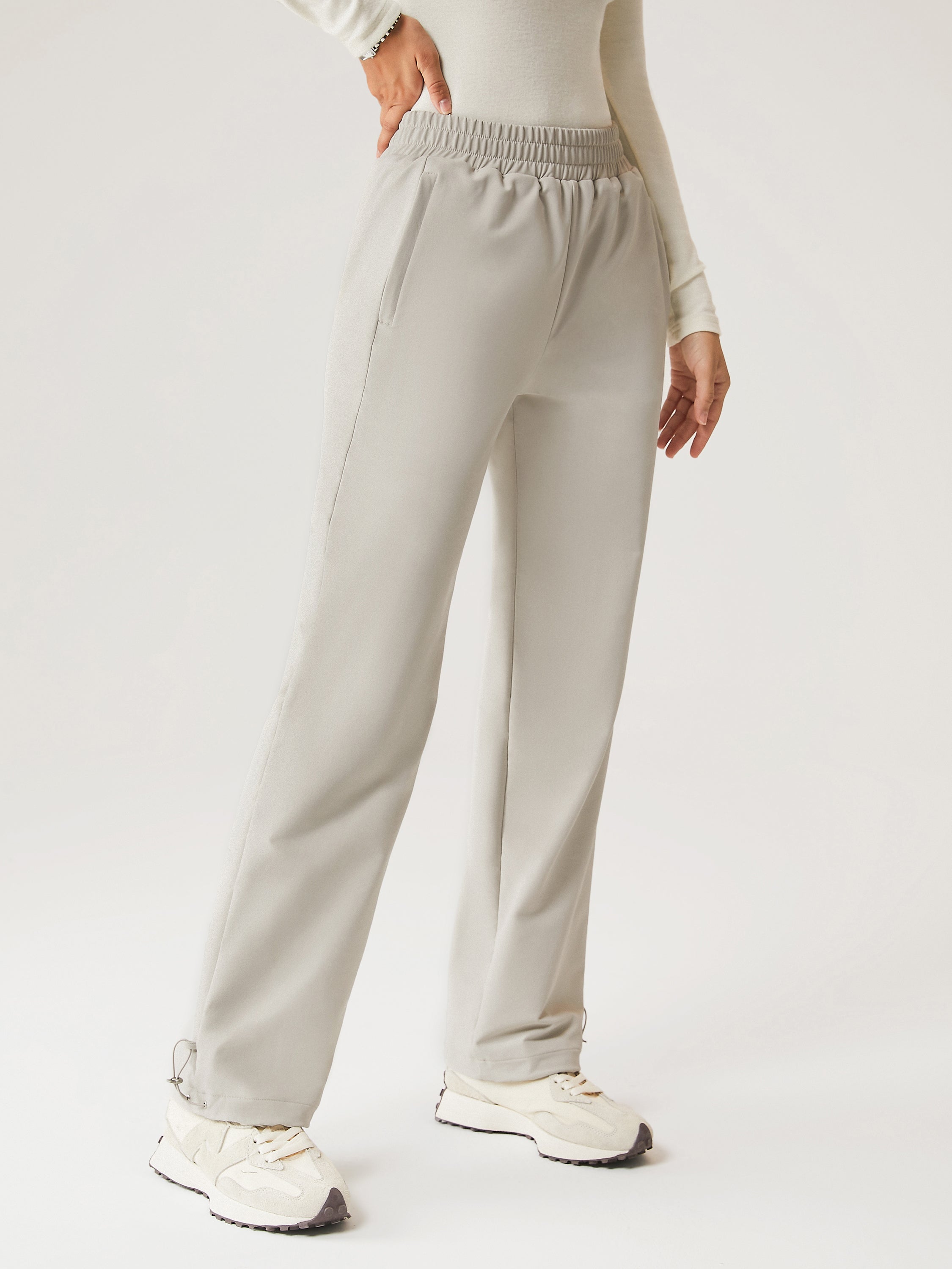 Pantalon à Taille Élastique Doublé en Polaire Imperméable Gainsboro – Femmes > Bas > Pantalons | FormaLuxe