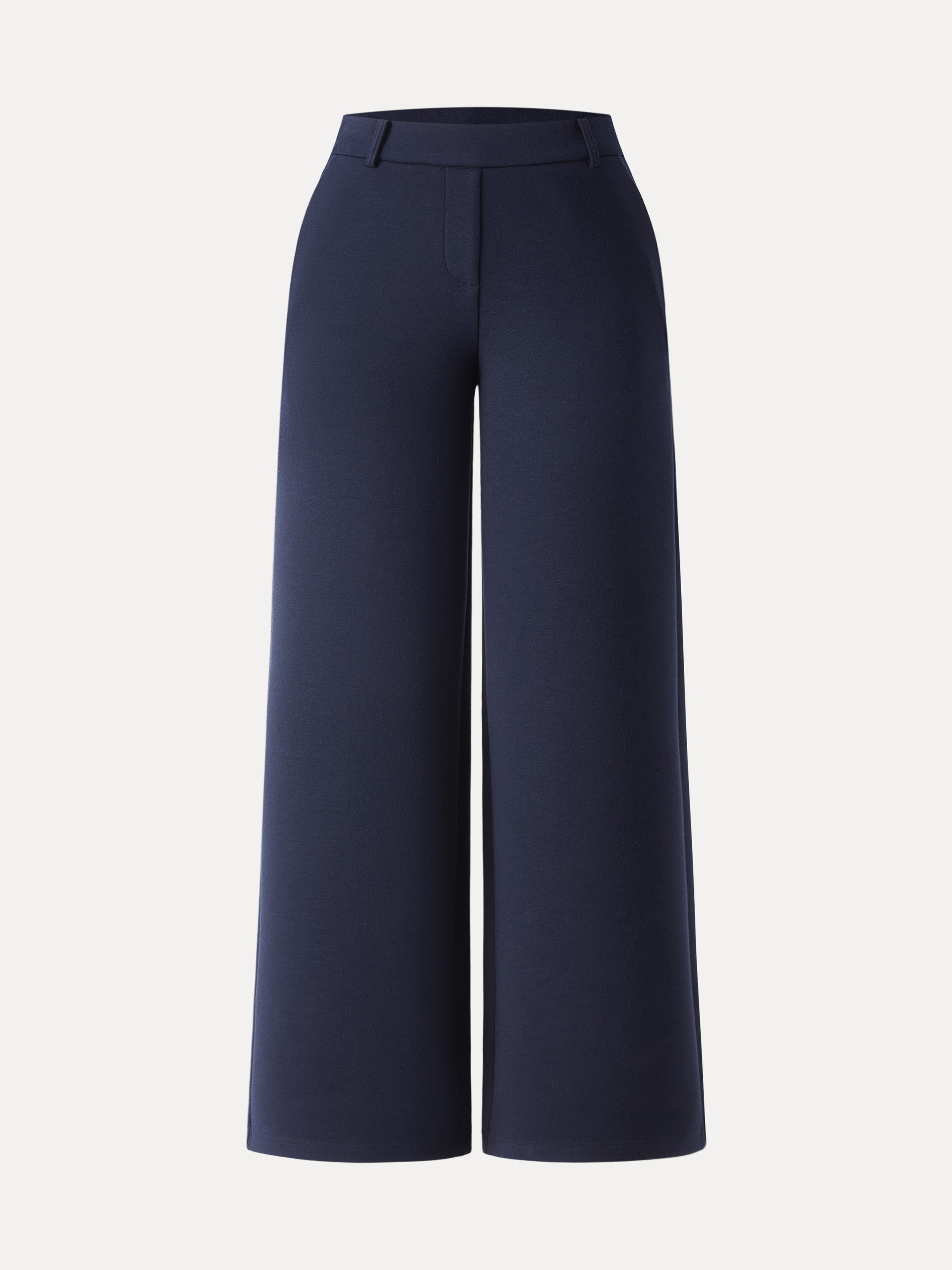 Stretchy Mid Rise Straight Leg Pull-on Pants with Pockets Universe Navy – Women > Bottoms > Pants | FormaLuxe