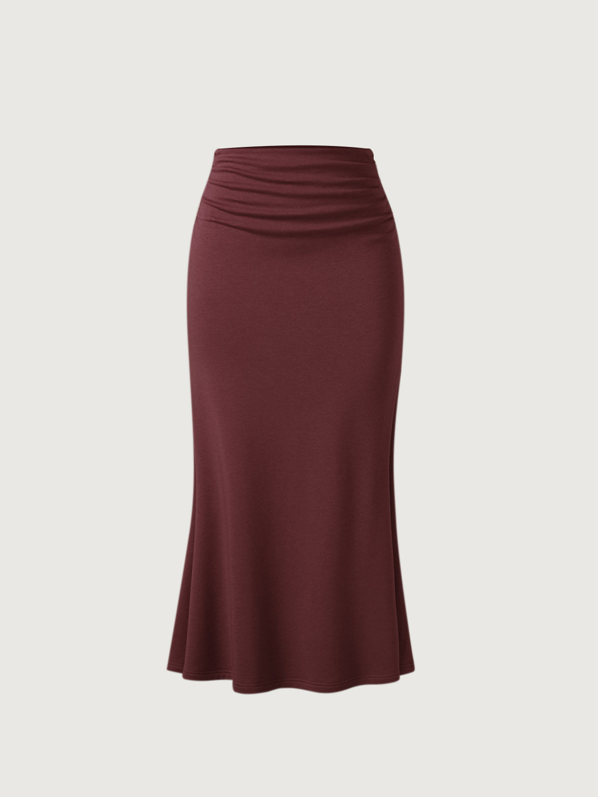 Jupe maxi sirène à côté froncé - Intérieur brossé Moss – Femmes > Bas > Jupes | FormaLuxe
