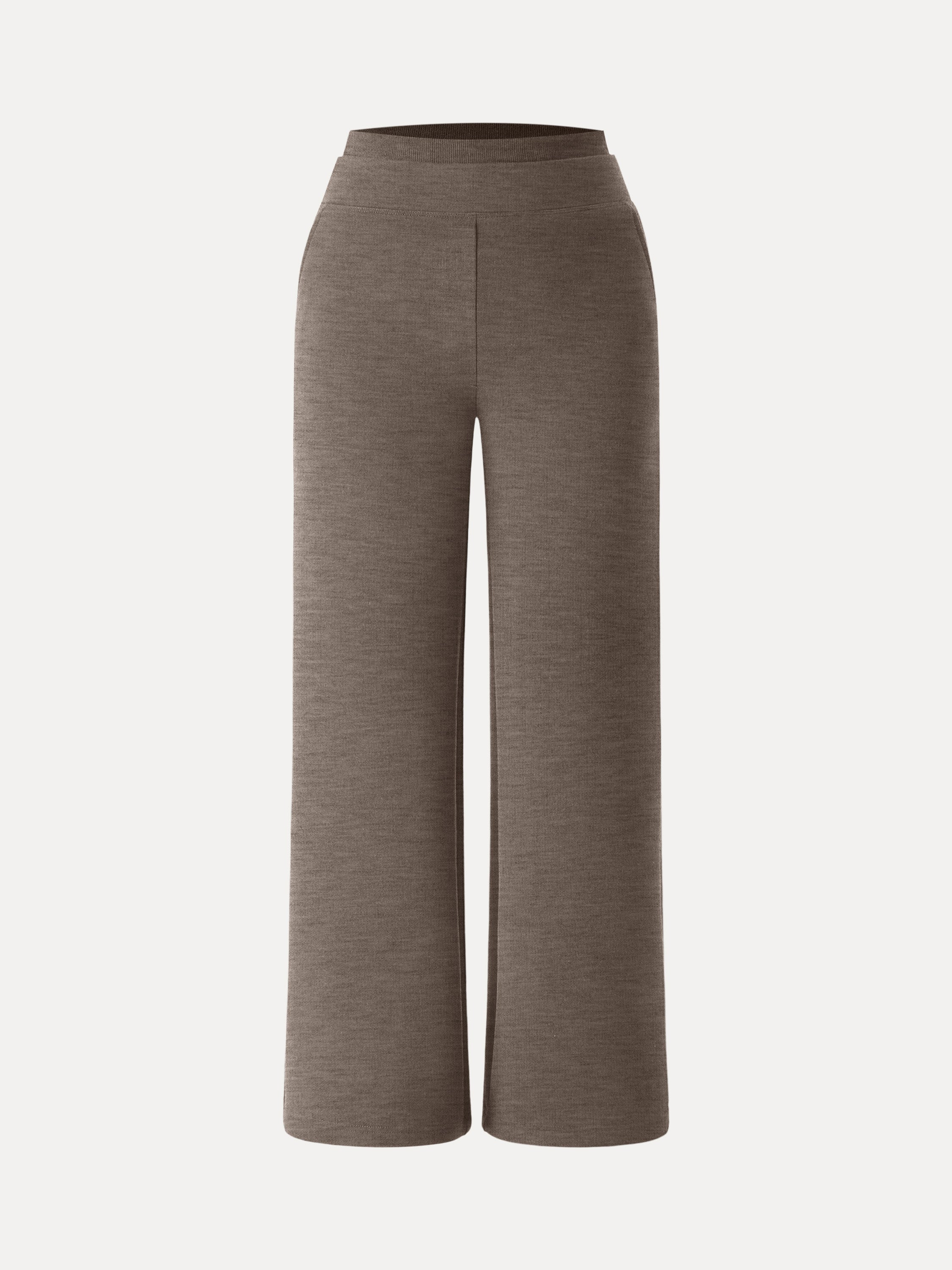 Double Waistband Straight Leg Pants with Pockets Heather Taupe – Women > Bottoms > Pants | FormaLuxe