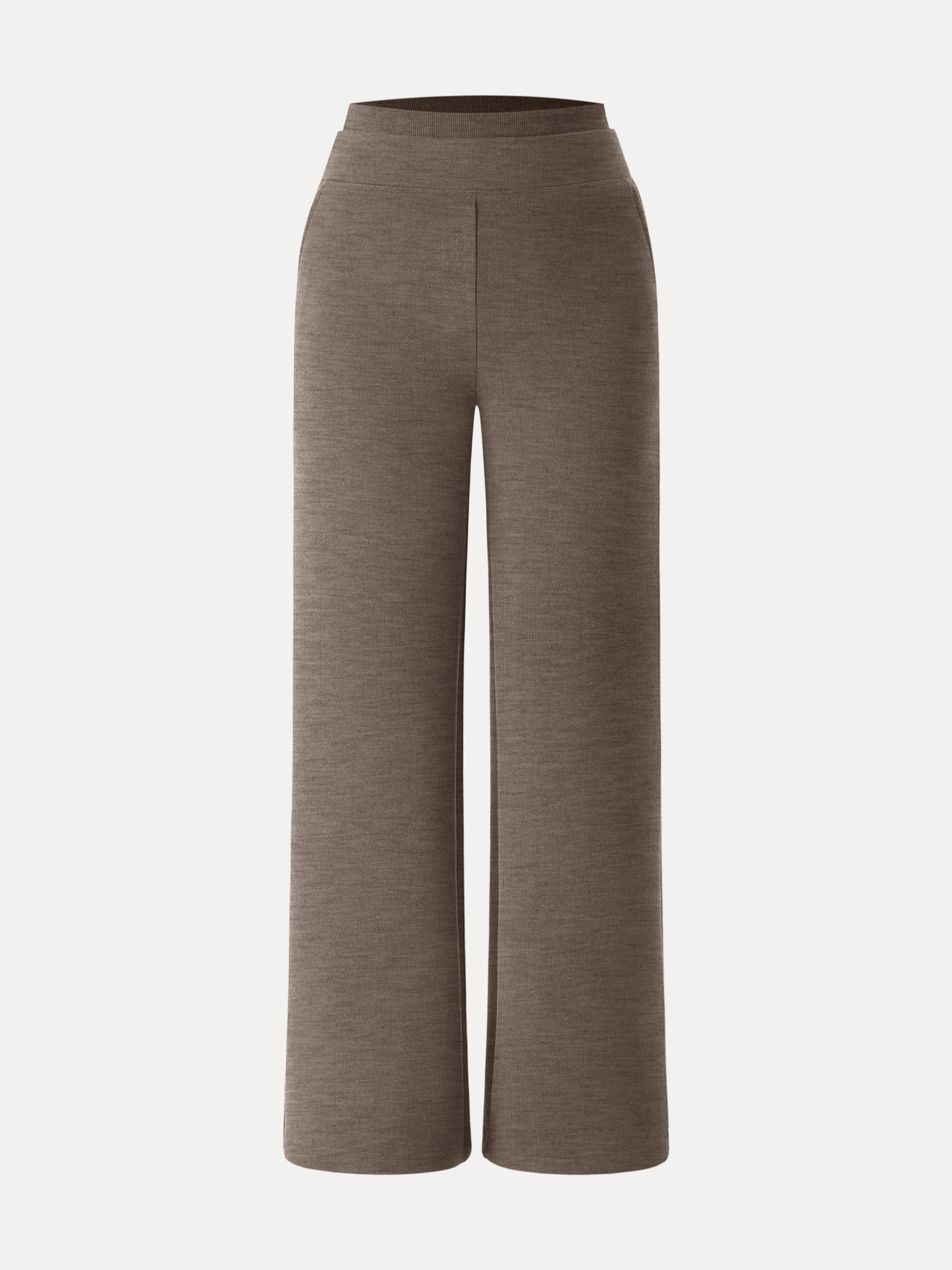 Double Waistband Straight Leg Pants with Pockets Heather Taupe – Women > Bottoms > Pants | FormaLuxe