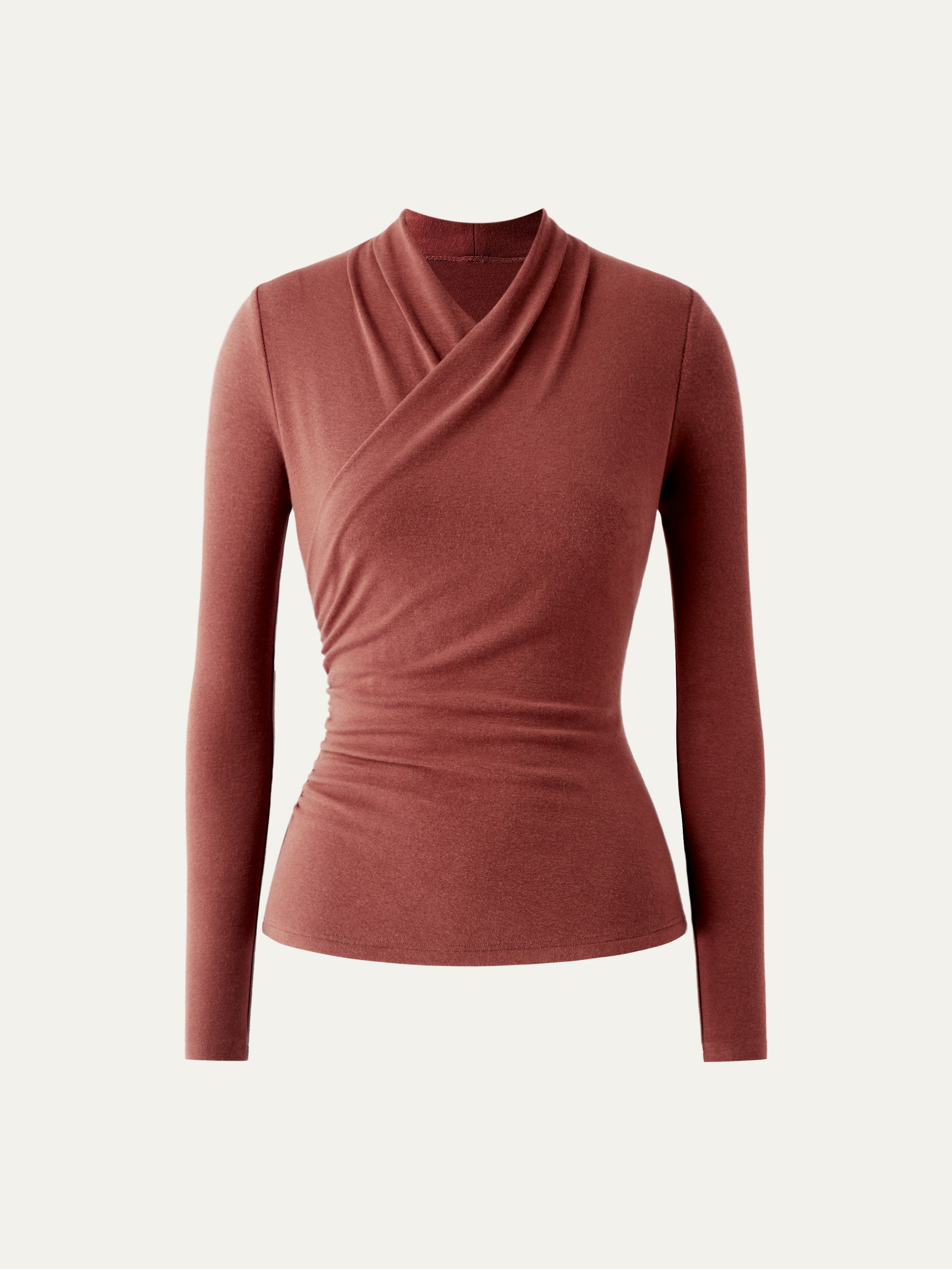 Surplice Long Sleeve Top Cinnamon Buff – Women > Tops > Shirts&Tops | FormaLuxe