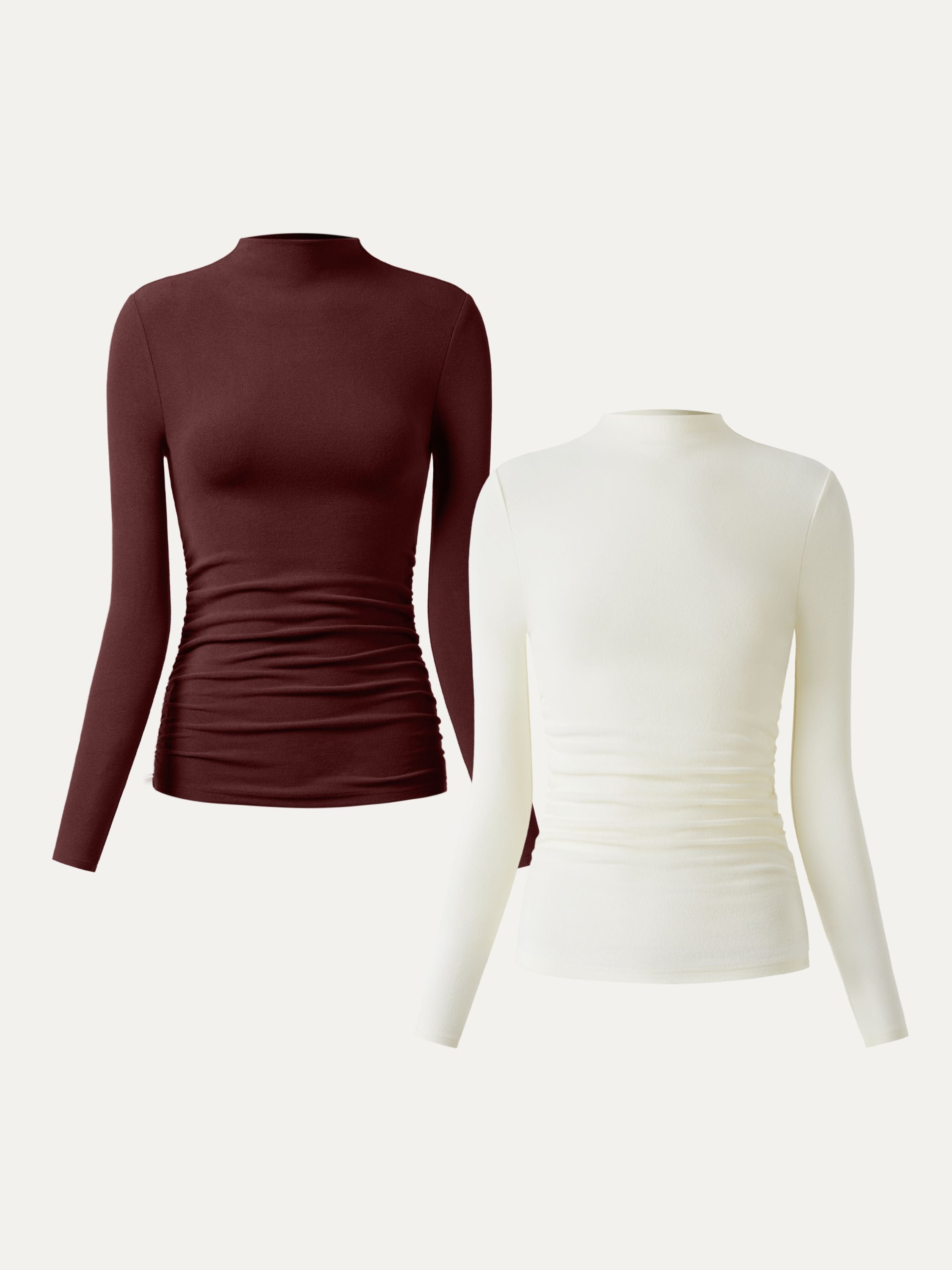 Top à col montant et côtés froncés Eco-Mousse® Off White – Femmes > Hauts > Chemises&Hauts | FormaLuxe