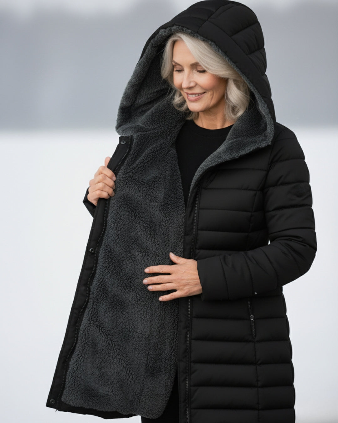 Julia - Fleece Lined Puffer Coat Dunkelgrün (Fast ausverkauft!) | FormaLuxe