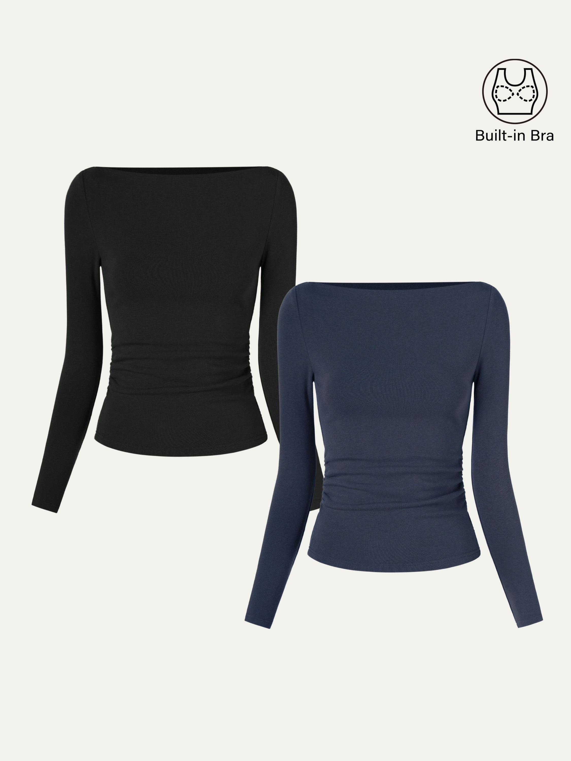 2Pcs Set Modern Side Ruched Boatneck Brami Top Morning Mist/Sea Glass – Women > Bundles&Sets > Bundles | FormaLuxe