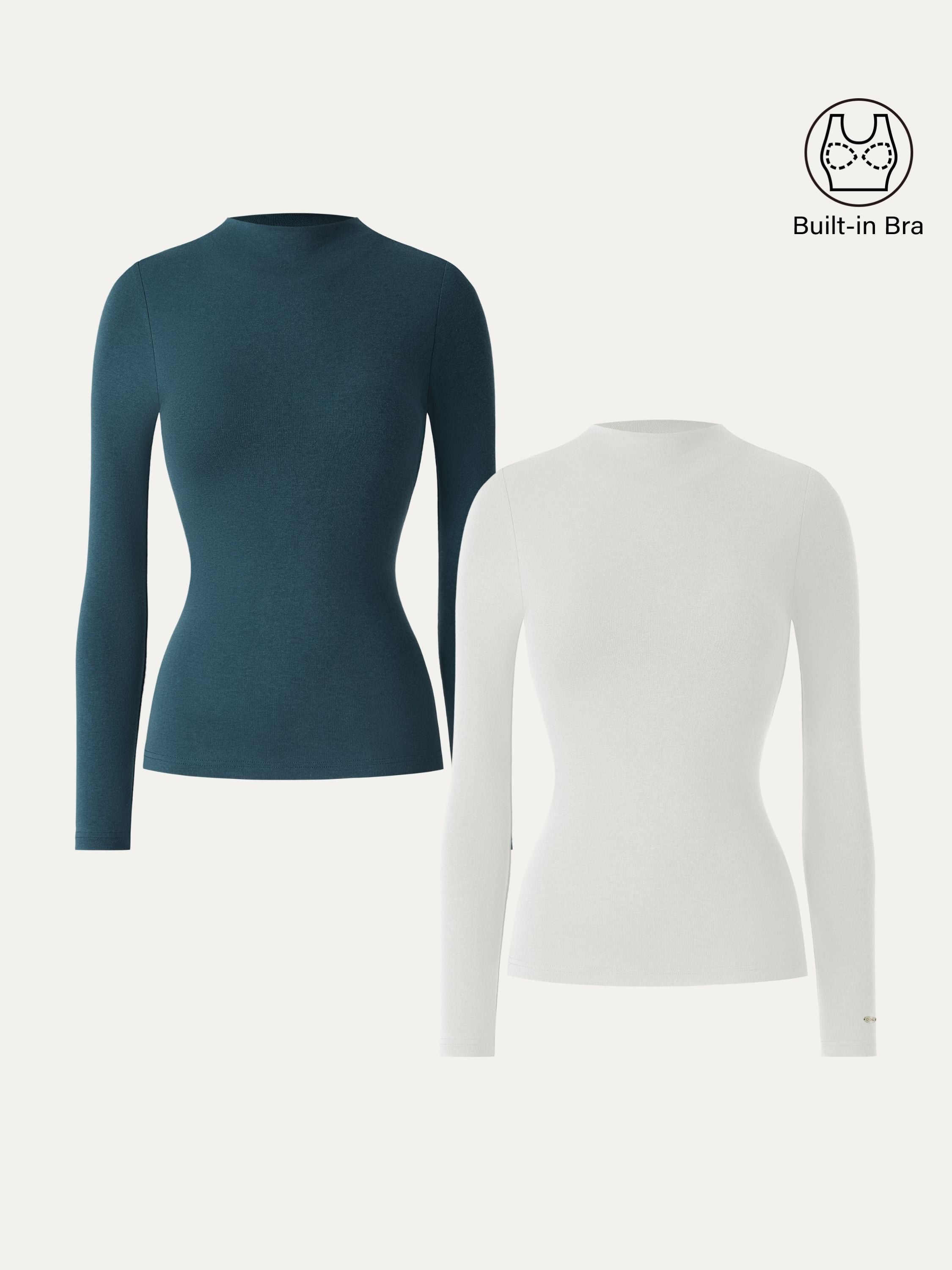 LiteWarm Mockneck Long Sleeve Brami Forest Night – Women > Tops > Bra Tops | FormaLuxe