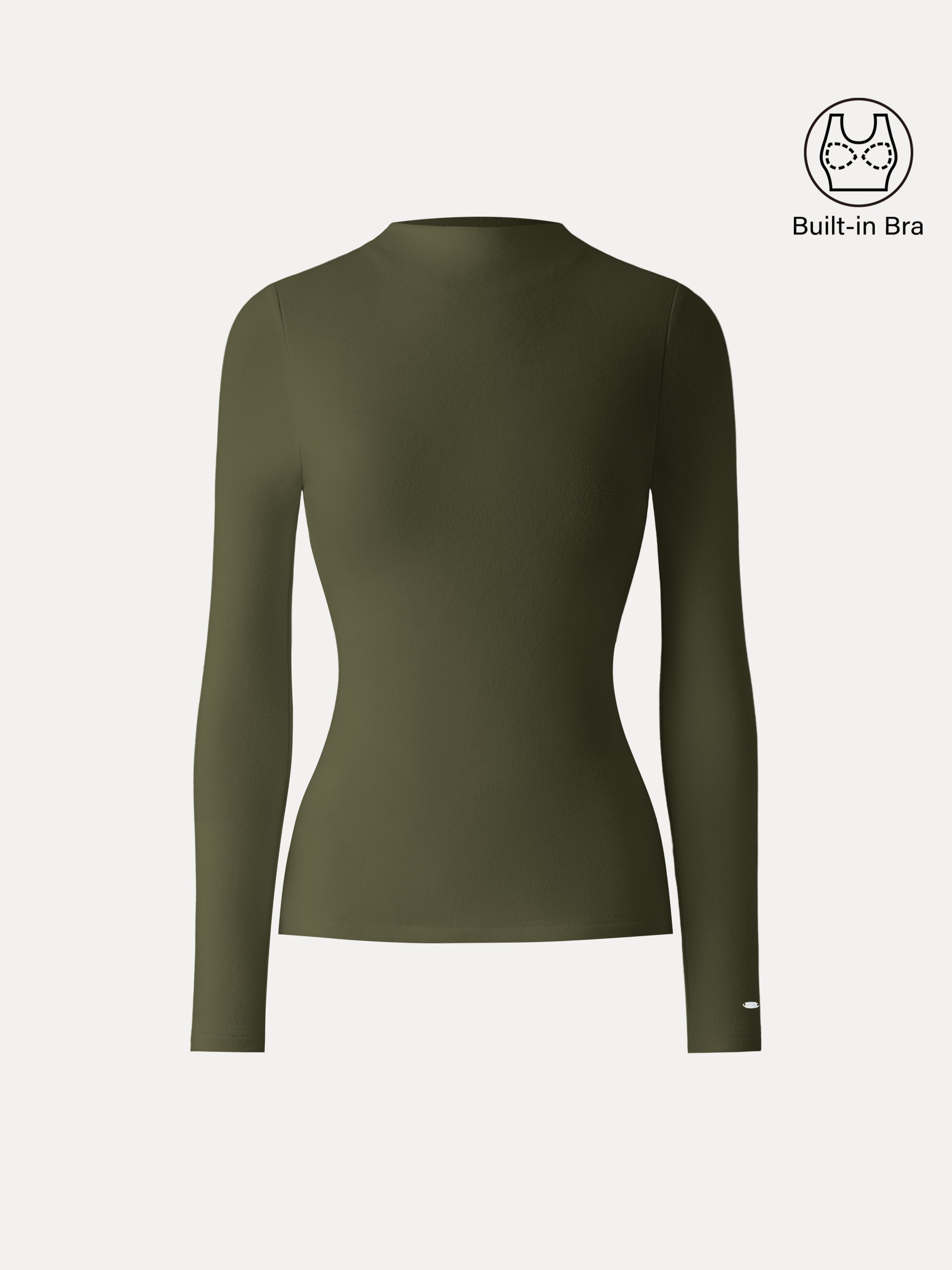 MaxWarm Brushed Mockneck Long Sleeve Brami White – Women > Tops > Bra Tops | FormaLuxe