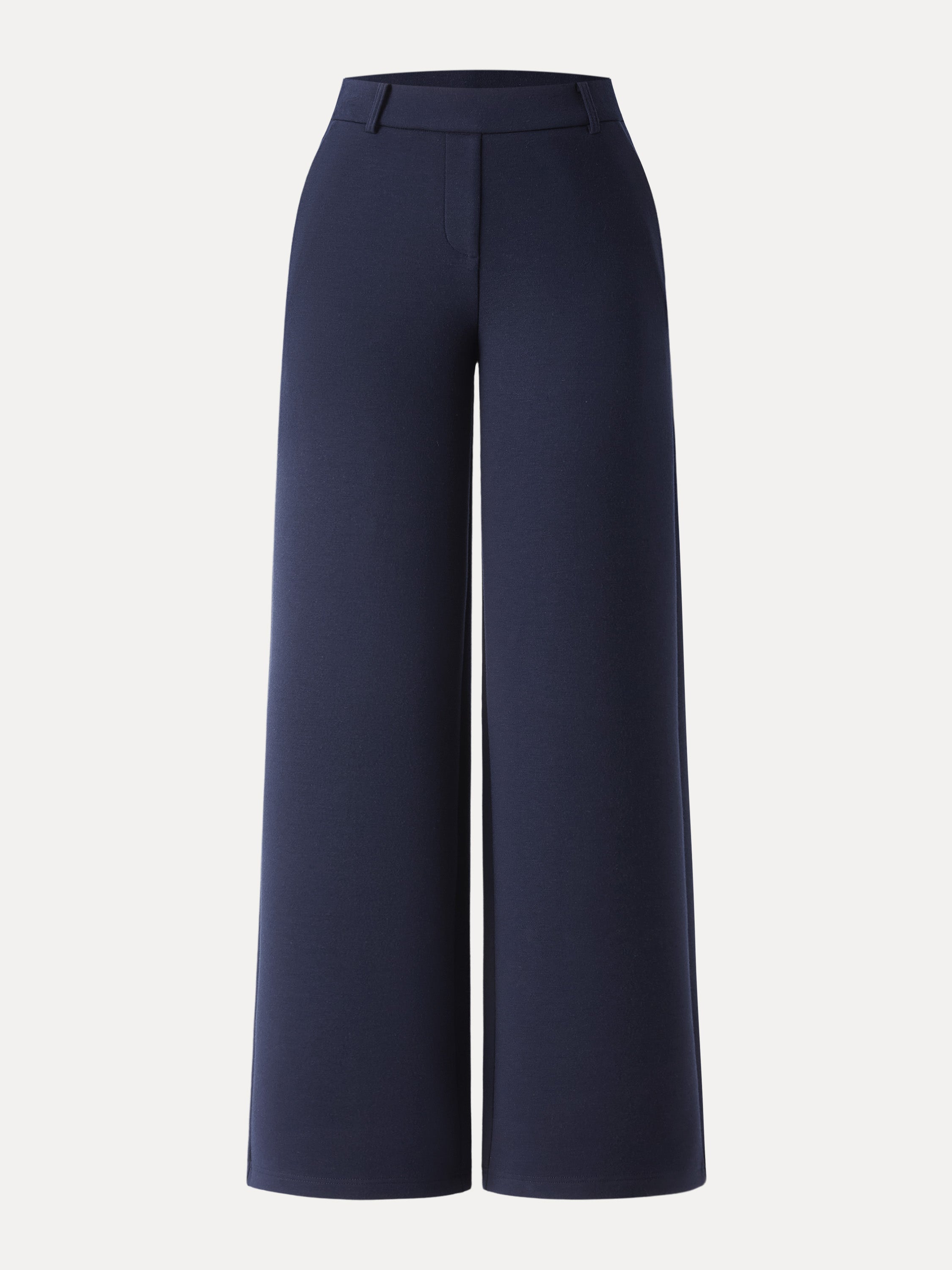 Stretchy Mid Rise Straight Leg Pull-on Pants with Pockets Universe Navy – Women > Bottoms > Pants | FormaLuxe