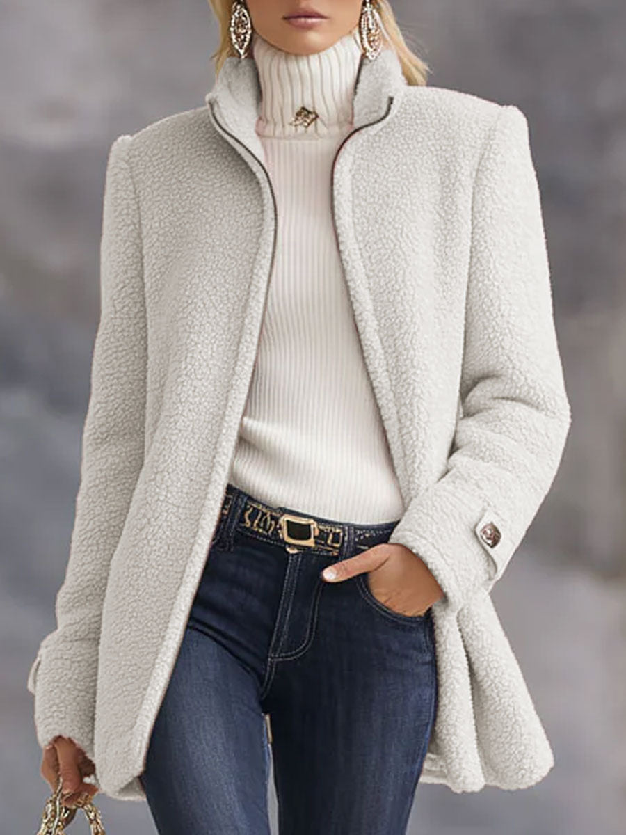 Lässige Vintage-Jacke aus rosa Polarfleece mit Reißverschluss Pink – Coat | FormaLuxe