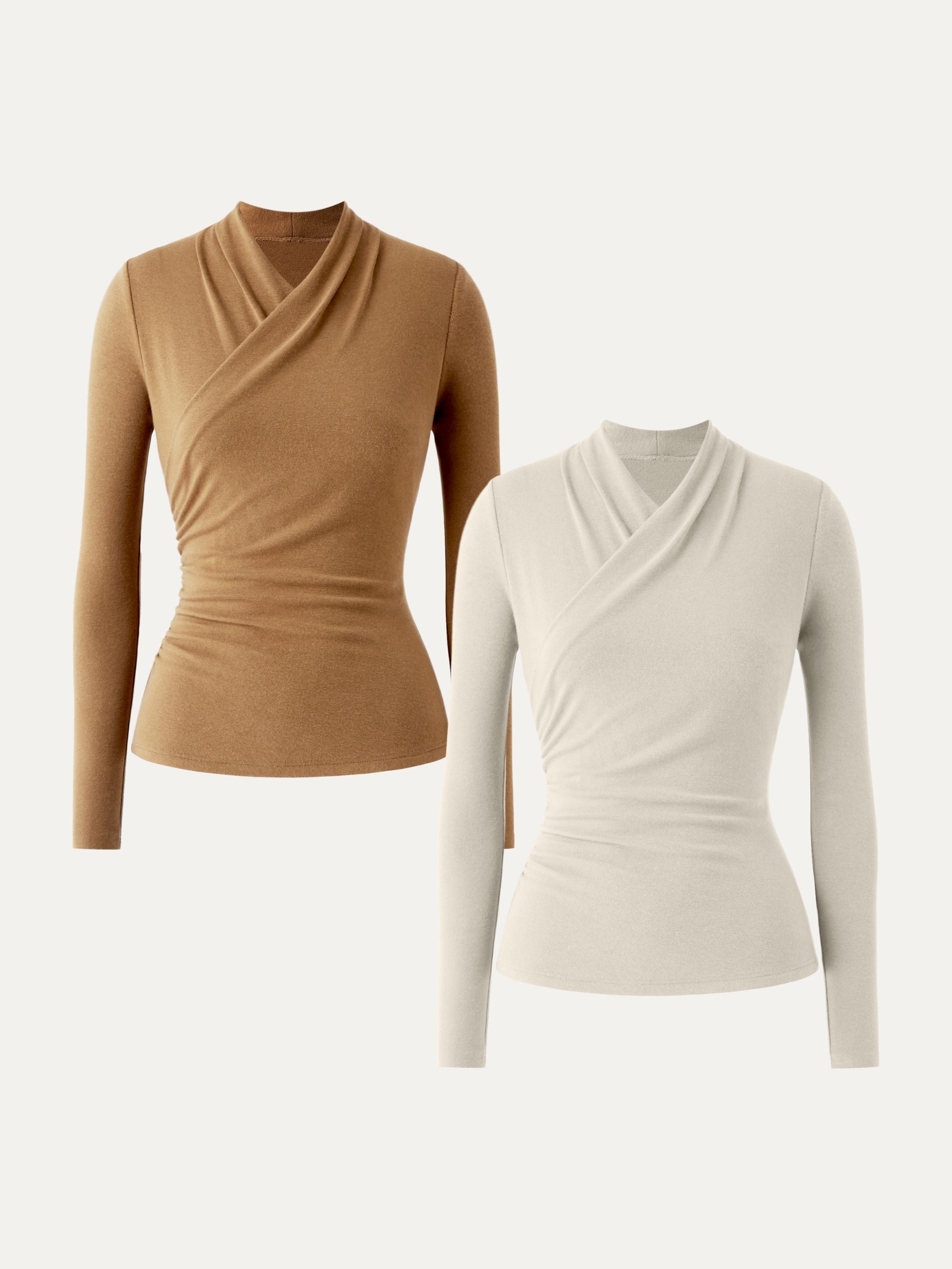 2-Piece Set Surplice Long Sleeve Top