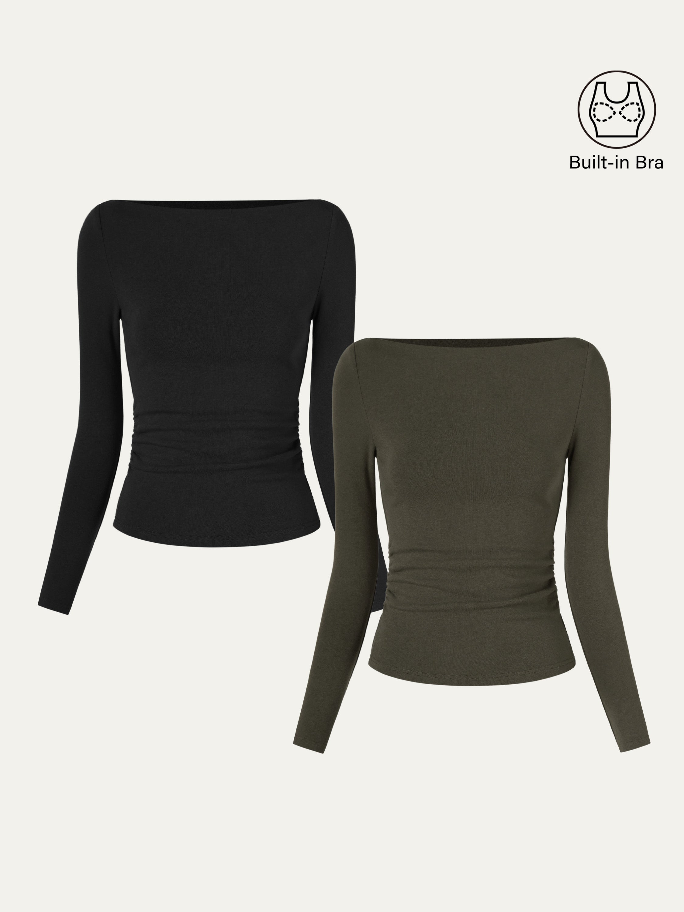 Modern Side Ruched Boatneck Brami Top Sea Glass – Women > Tops > Bra Tops | FormaLuxe