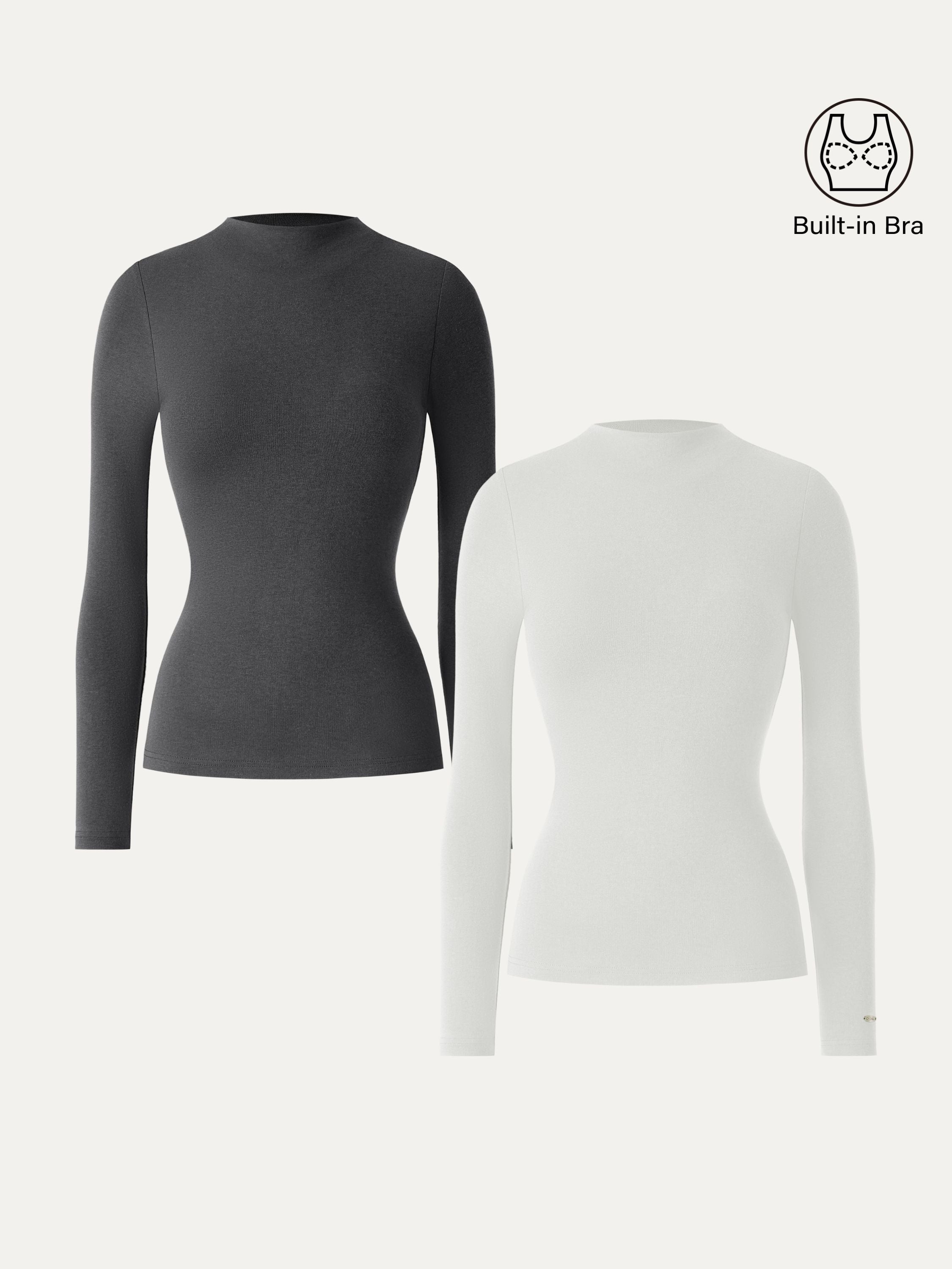 LiteWarm Mockneck Long Sleeve Brami Forest Night – Women > Tops > Bra Tops | FormaLuxe