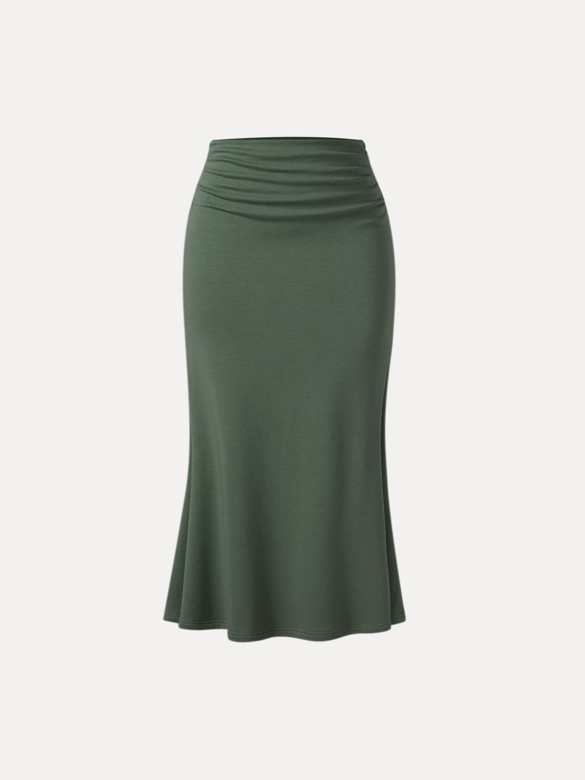 Jupe maxi sirène à côté froncé - Intérieur brossé Moss – Femmes > Bas > Jupes | FormaLuxe