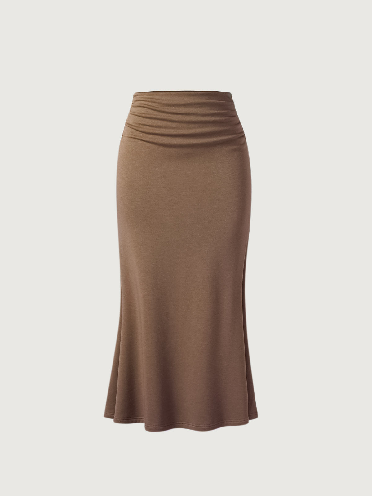 Jupe maxi sirène à côté froncé - Intérieur brossé Moss – Femmes > Bas > Jupes | FormaLuxe