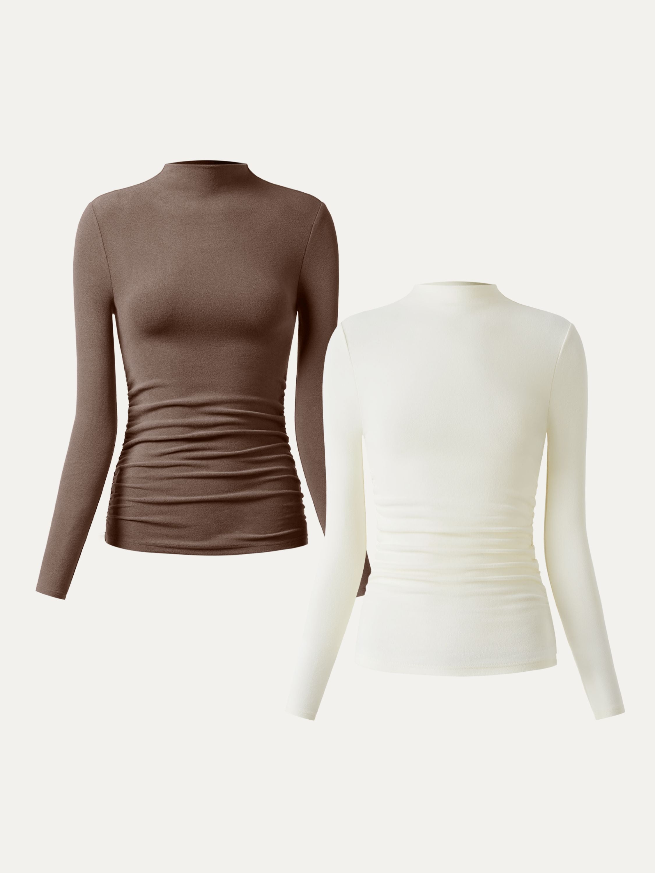 Top à col montant et côtés froncés Eco-Mousse® Off White – Femmes > Hauts > Chemises&Hauts | FormaLuxe