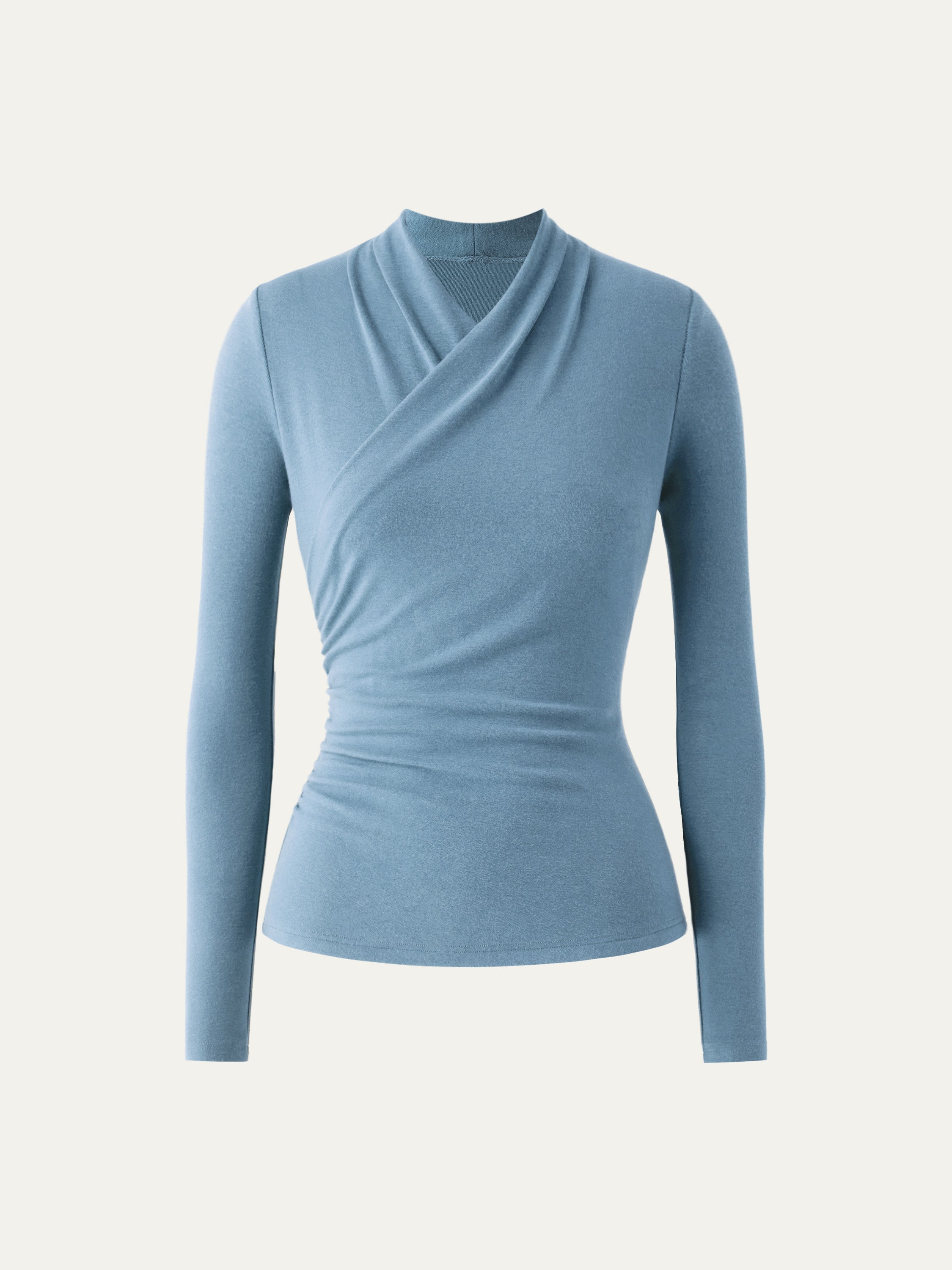 Surplice Long Sleeve Top Cinnamon Buff – Women > Tops > Shirts&Tops | FormaLuxe