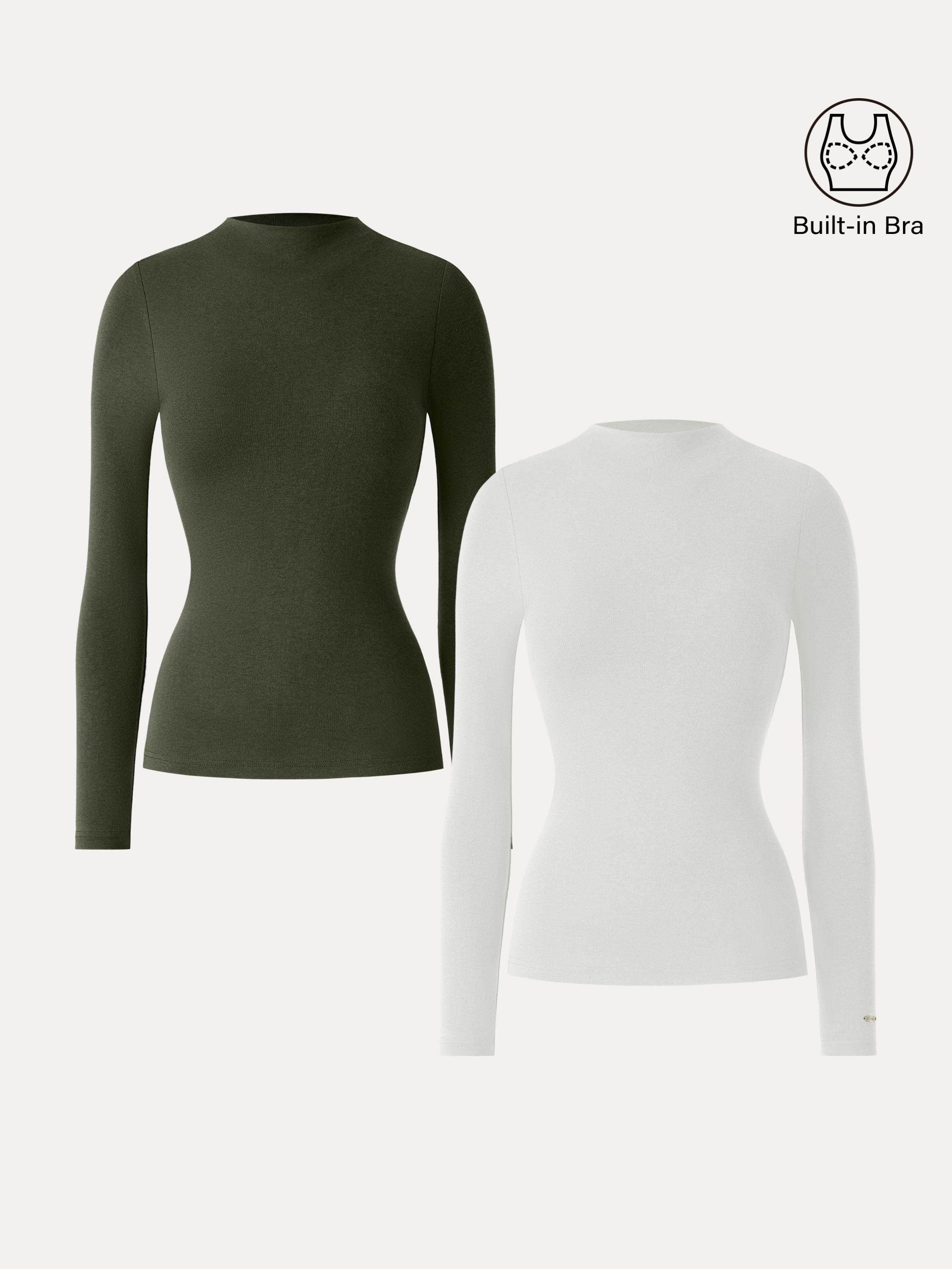 LiteWarm Mockneck Long Sleeve Brami Forest Night – Women > Tops > Bra Tops | FormaLuxe
