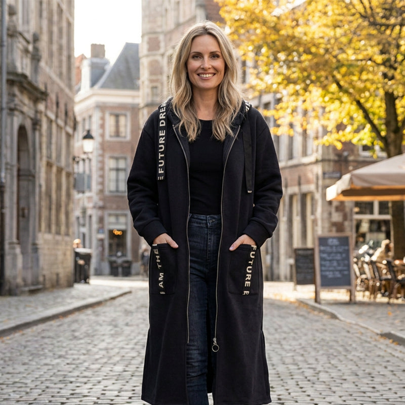 Oversize Sweatmantel Damen in Schwarz – Freizeitlook draußen | FormaLuxe