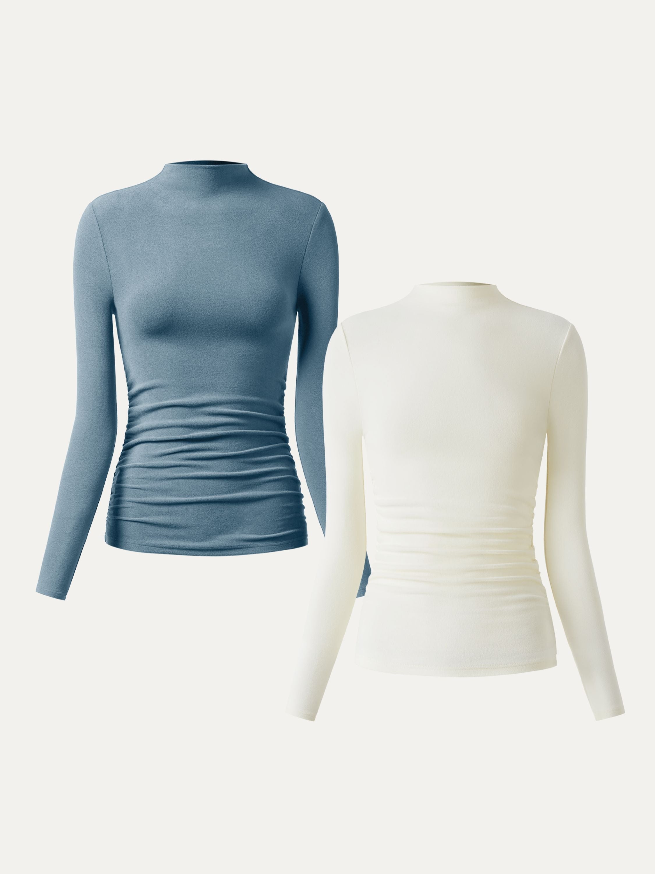 Top à col montant et côtés froncés Eco-Mousse® Off White – Femmes > Hauts > Chemises&Hauts | FormaLuxe