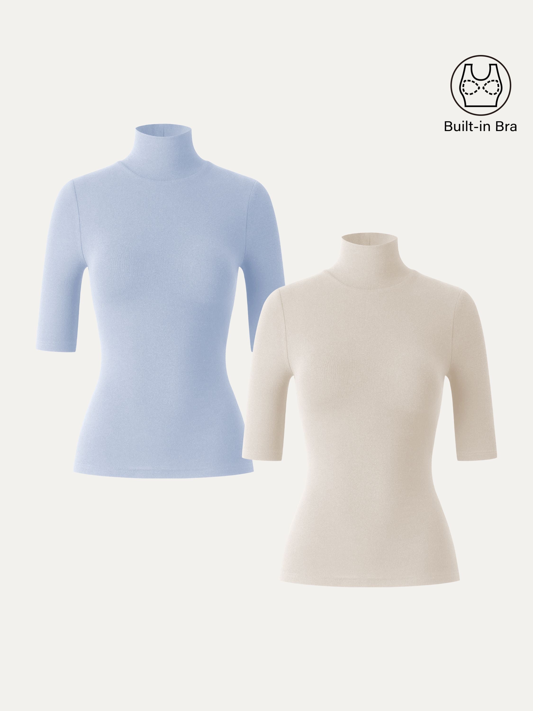 Essential Turtleneck Elbow Length Sleeve Brami Midnight Navy – Women > Tops > Bra Tops | FormaLuxe