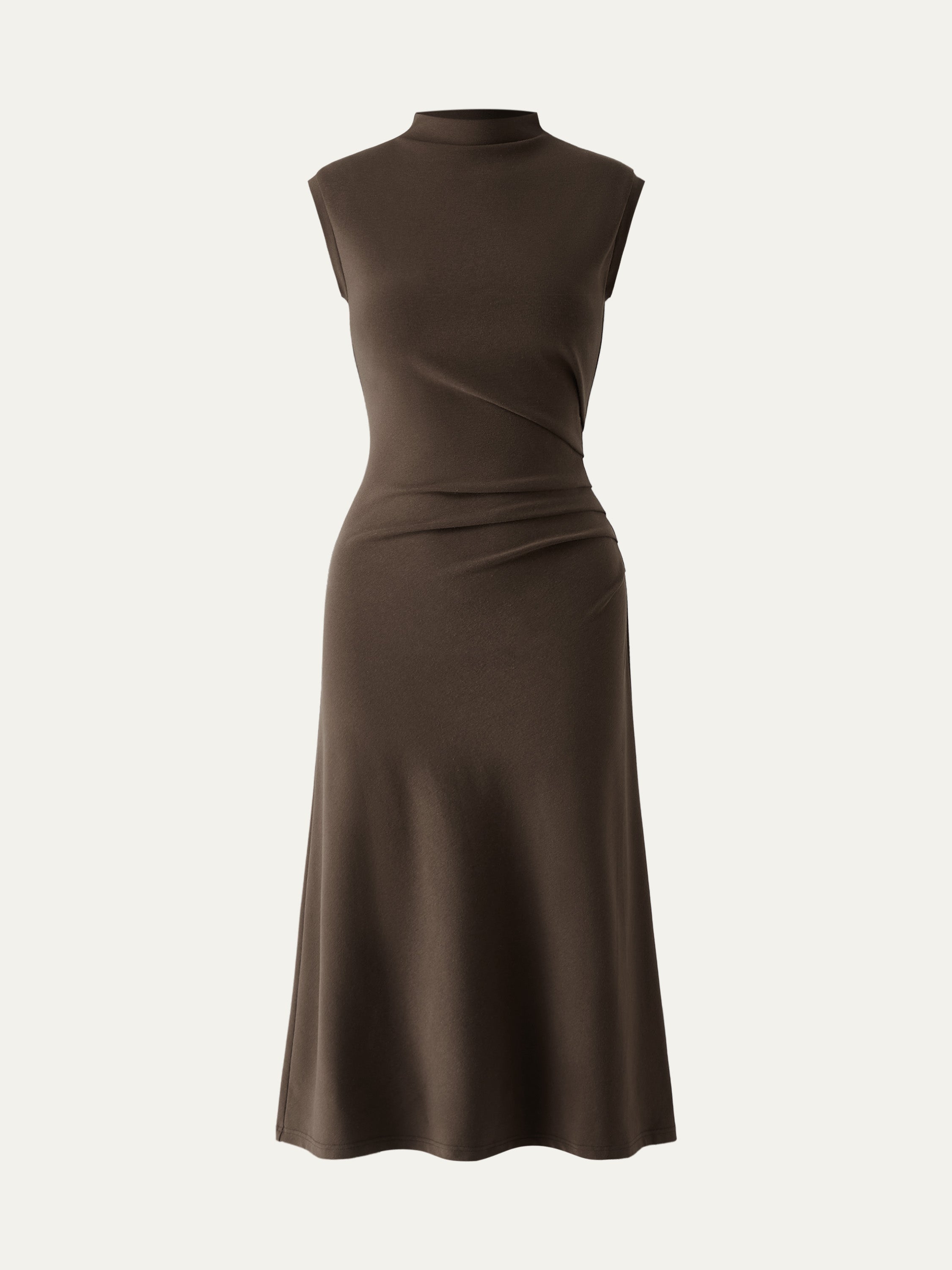 Mockneck Tucks Midi Dress Color – Women > Dresses > Midi Dresses | FormaLuxe