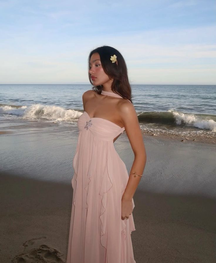 Collins | Rüschen-Maxikleid ohne Träger Pink | FormaLuxe