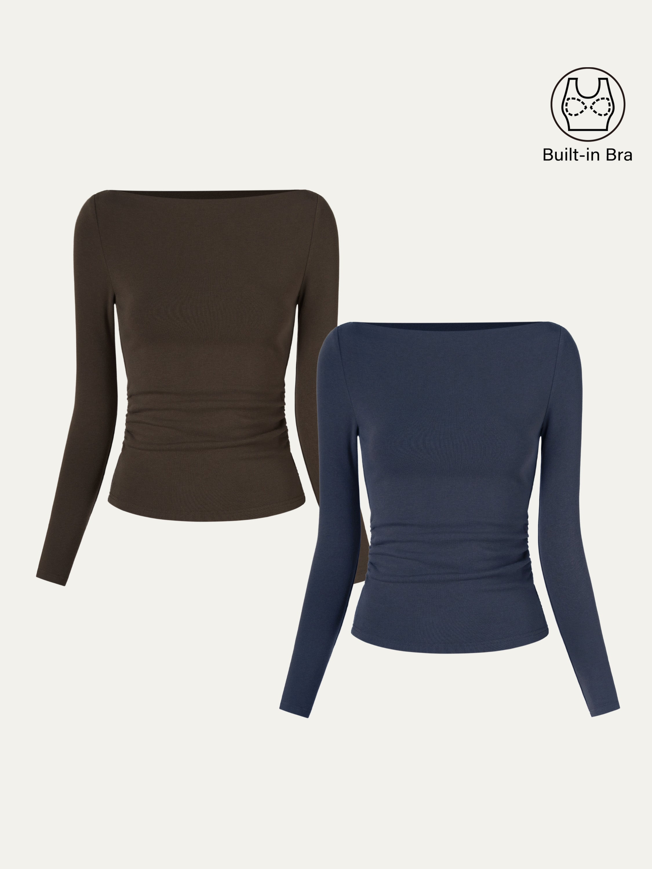 Modern Side Ruched Boatneck Brami Top Sea Glass – Women > Tops > Bra Tops | FormaLuxe