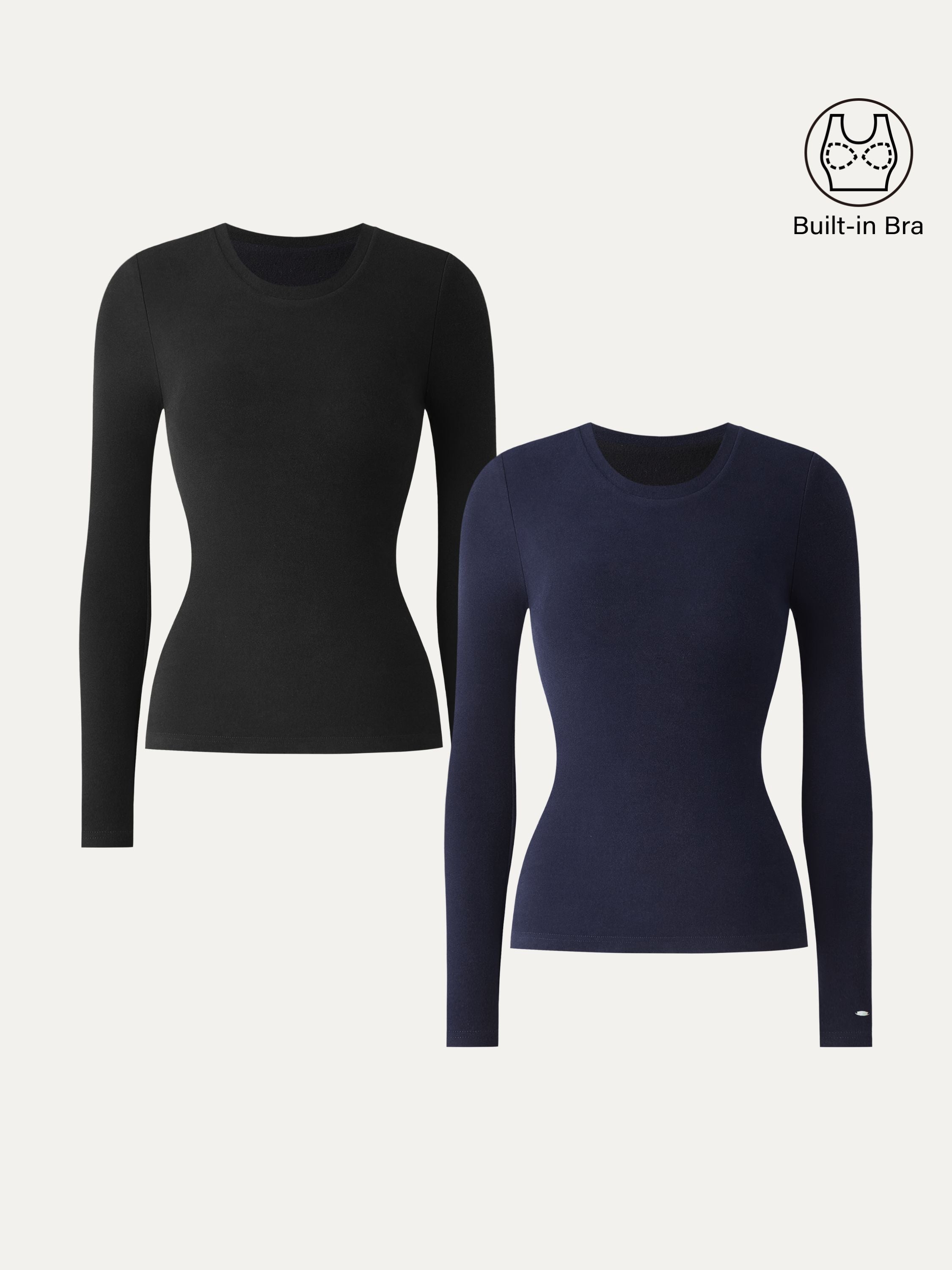 MaxWarm Crewneck Long Sleeve Brami Smoky Navy – Women > Tops > Bra Tops | FormaLuxe