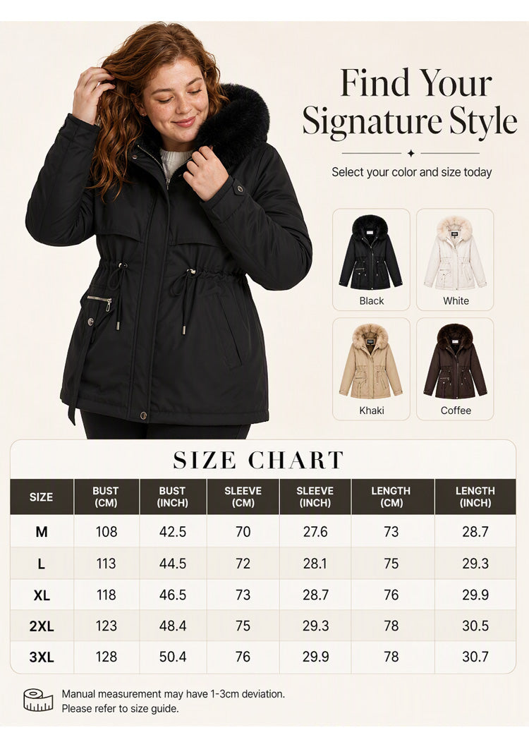 Größentabelle der Damen Winterjacke Parka in den Größen M bis 3XL | FormaLuxe