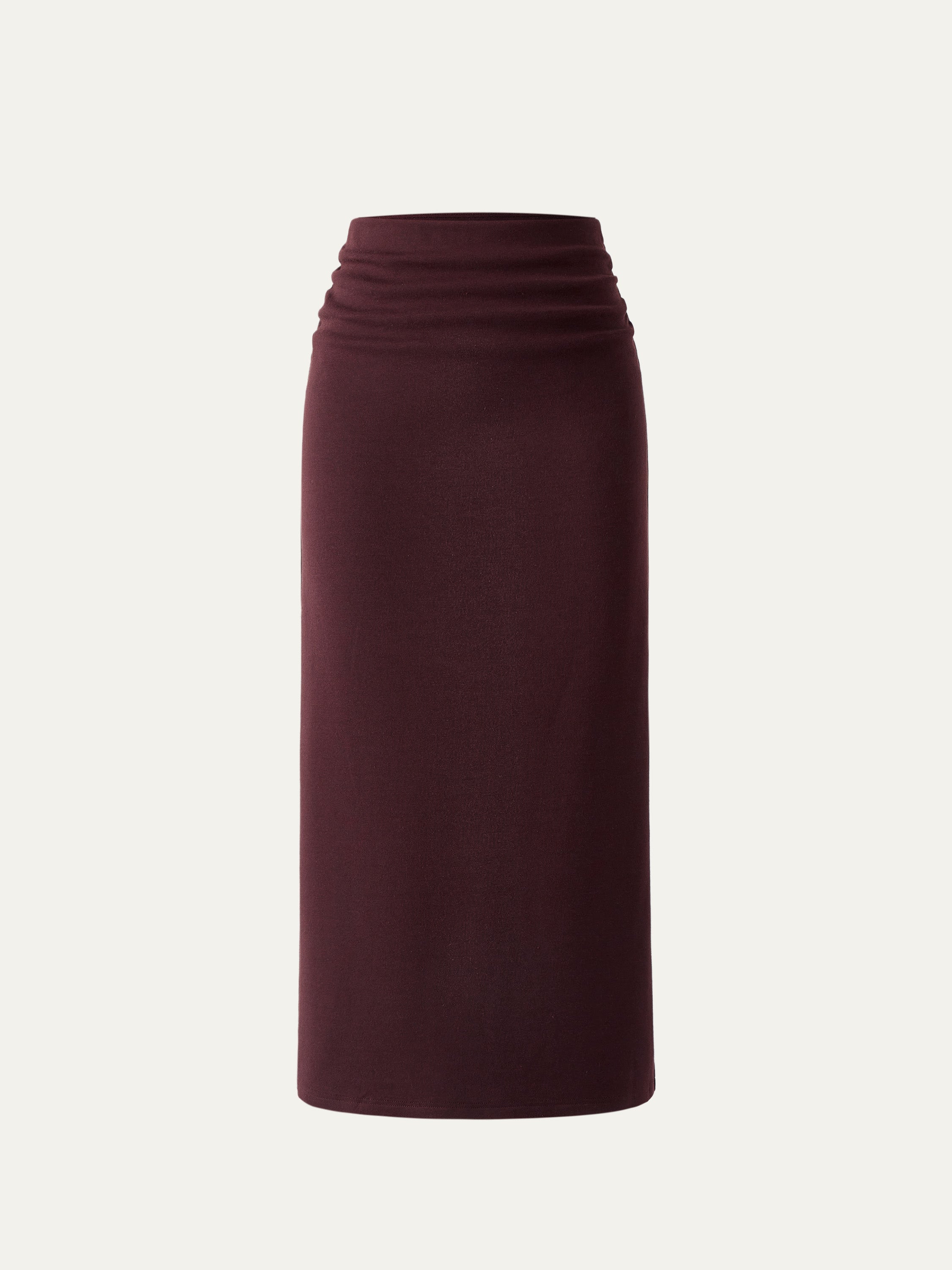 MaxWarm Ruched Side Pencil Maxi Skirt Espresso Shut – Women > Bottoms > Skirts | FormaLuxe